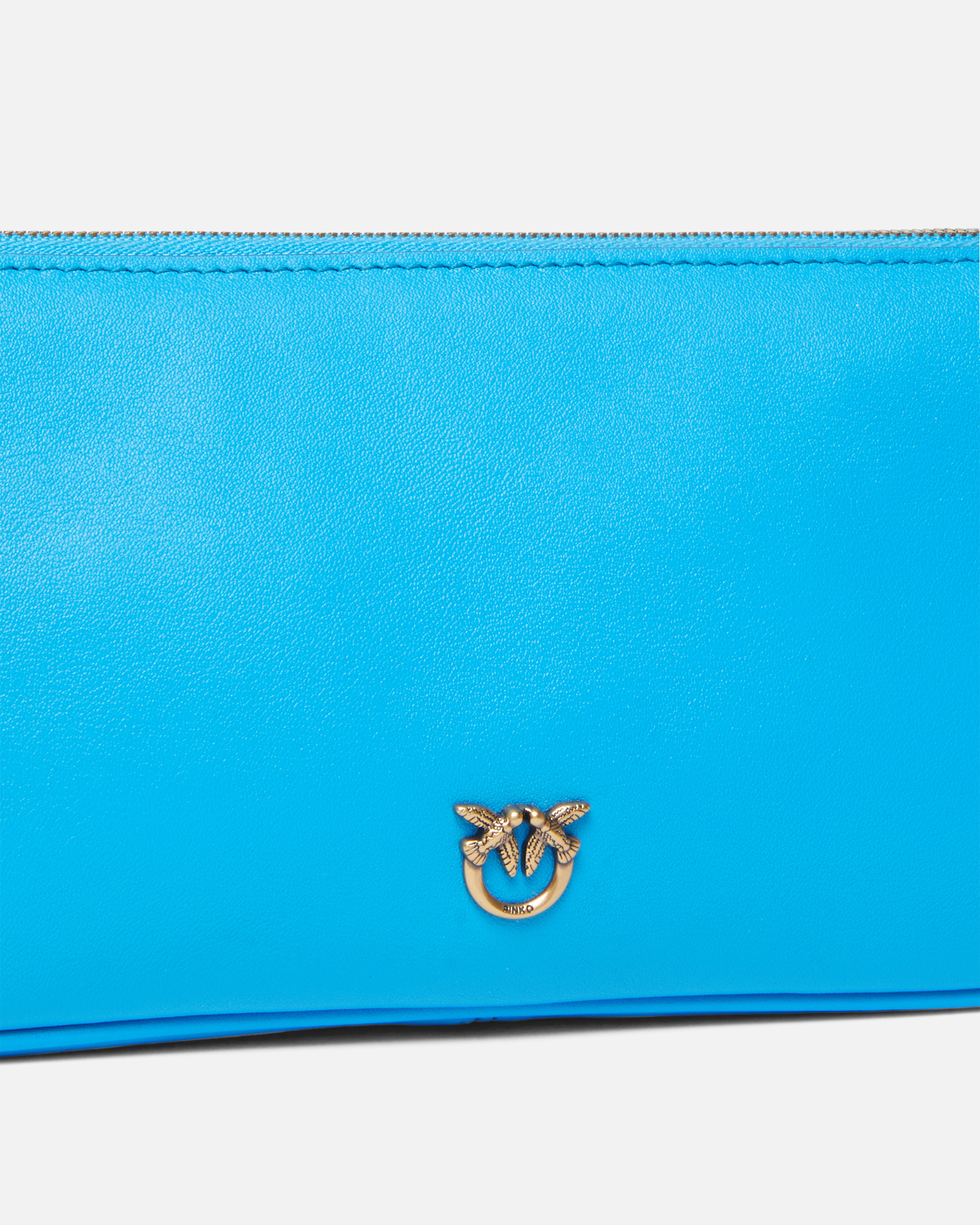 Pinko Mini Half Moon Baguette Leather Crossbody Bag In Blue