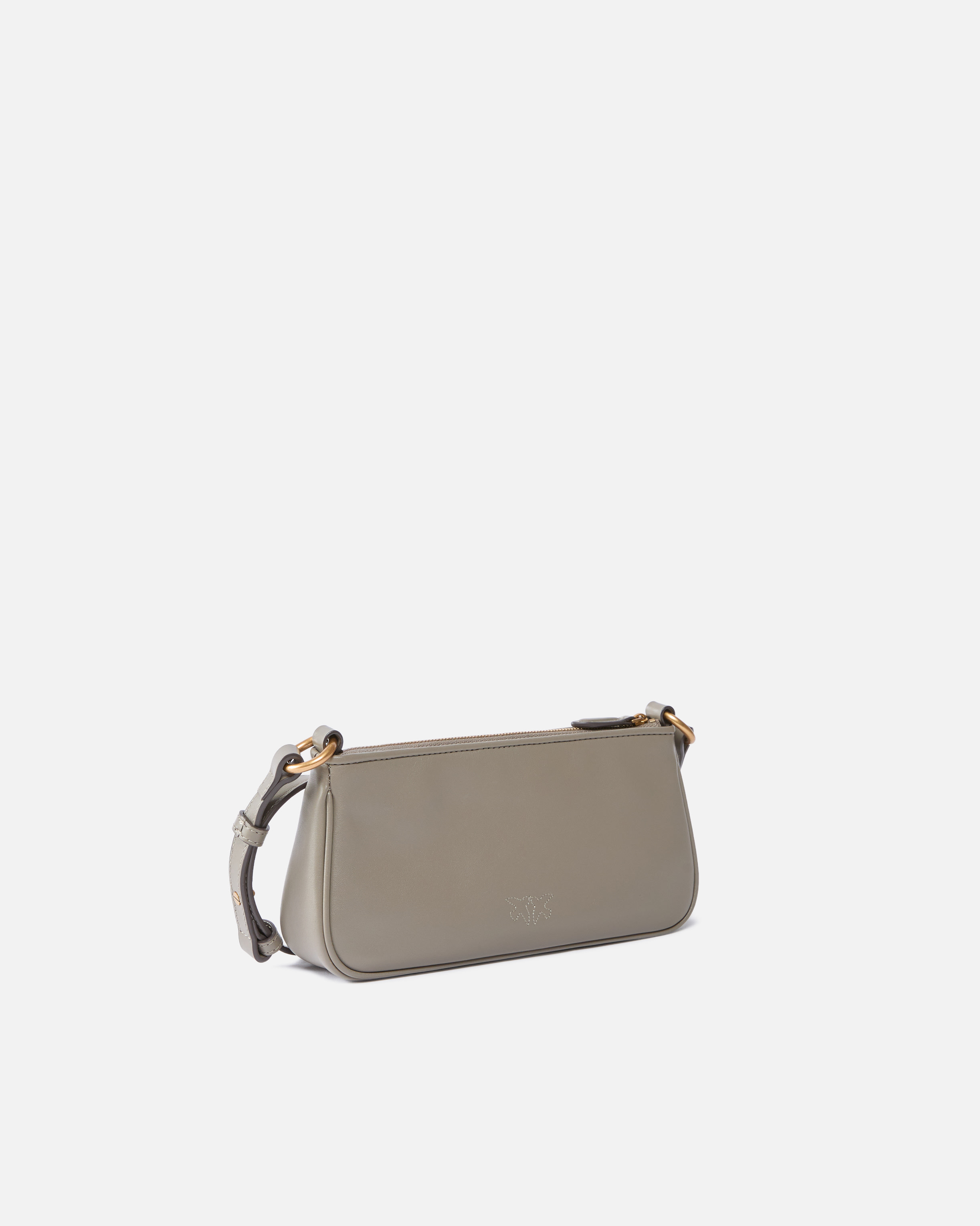 Pinko Mini Half Moon Baguette Leather Crossbody Bag In Gray