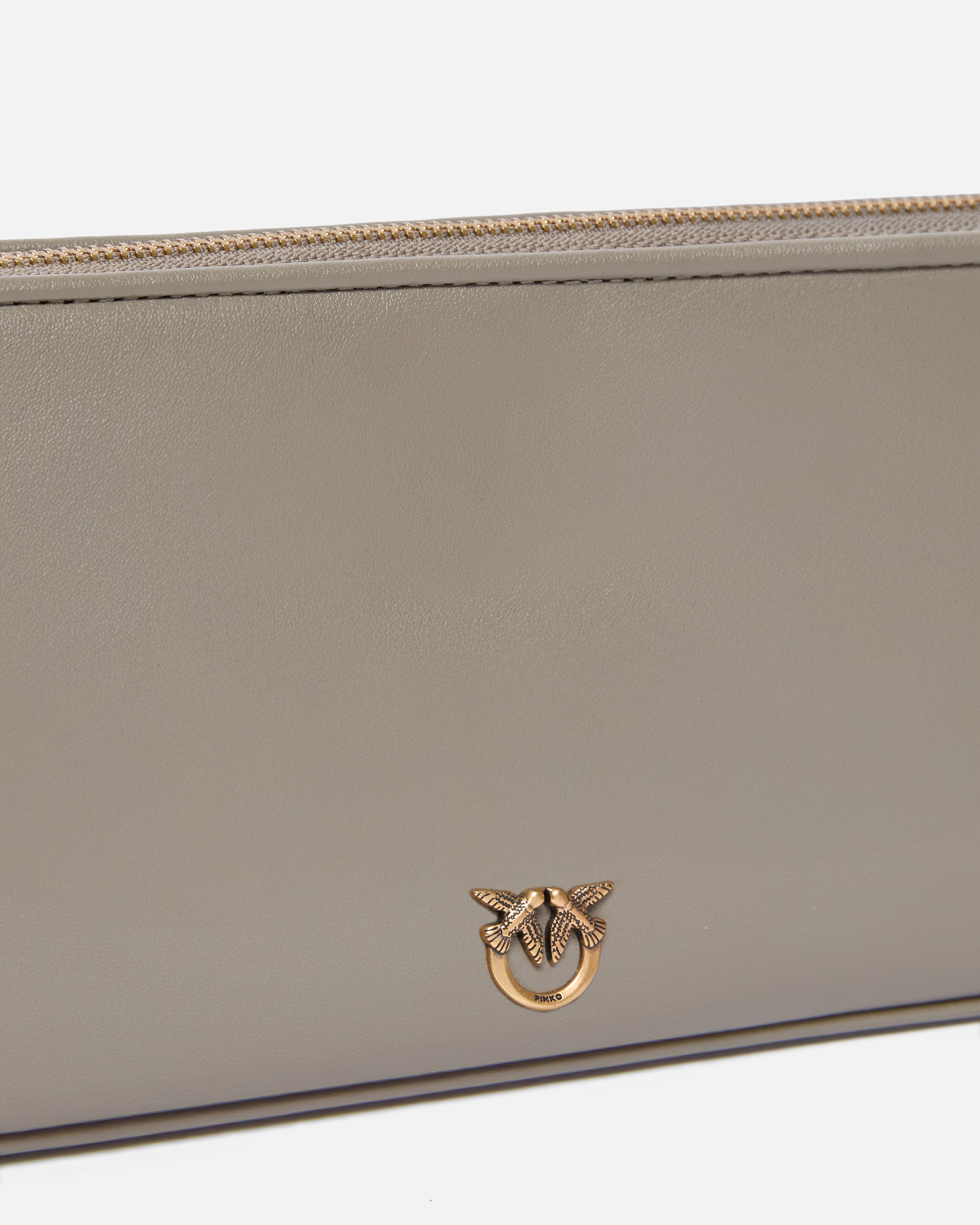 Pinko Mini Half Moon Baguette Leather Crossbody Bag In Gray