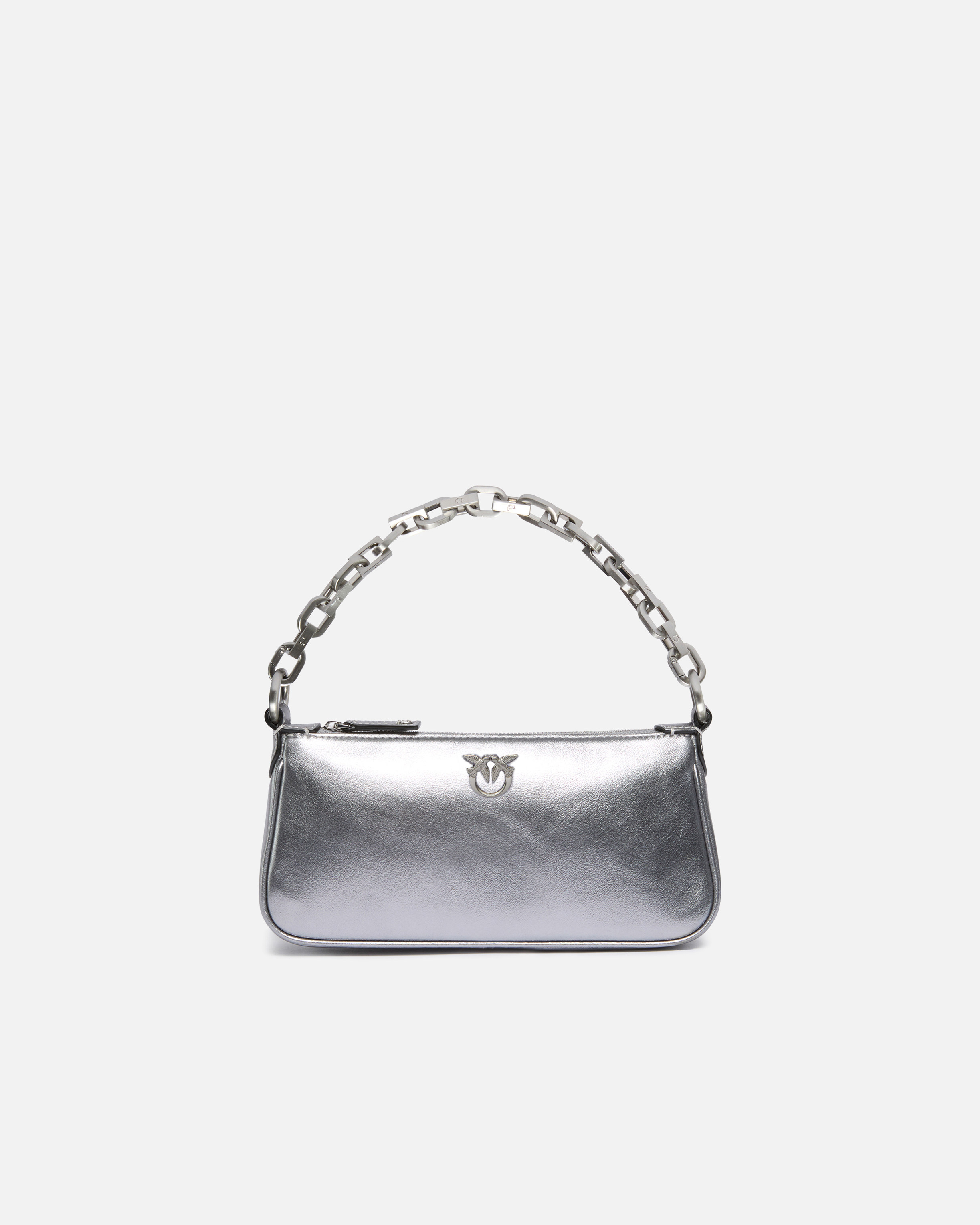 Pinko Mini Half Moon Baguette Handbag In Laminated Suede