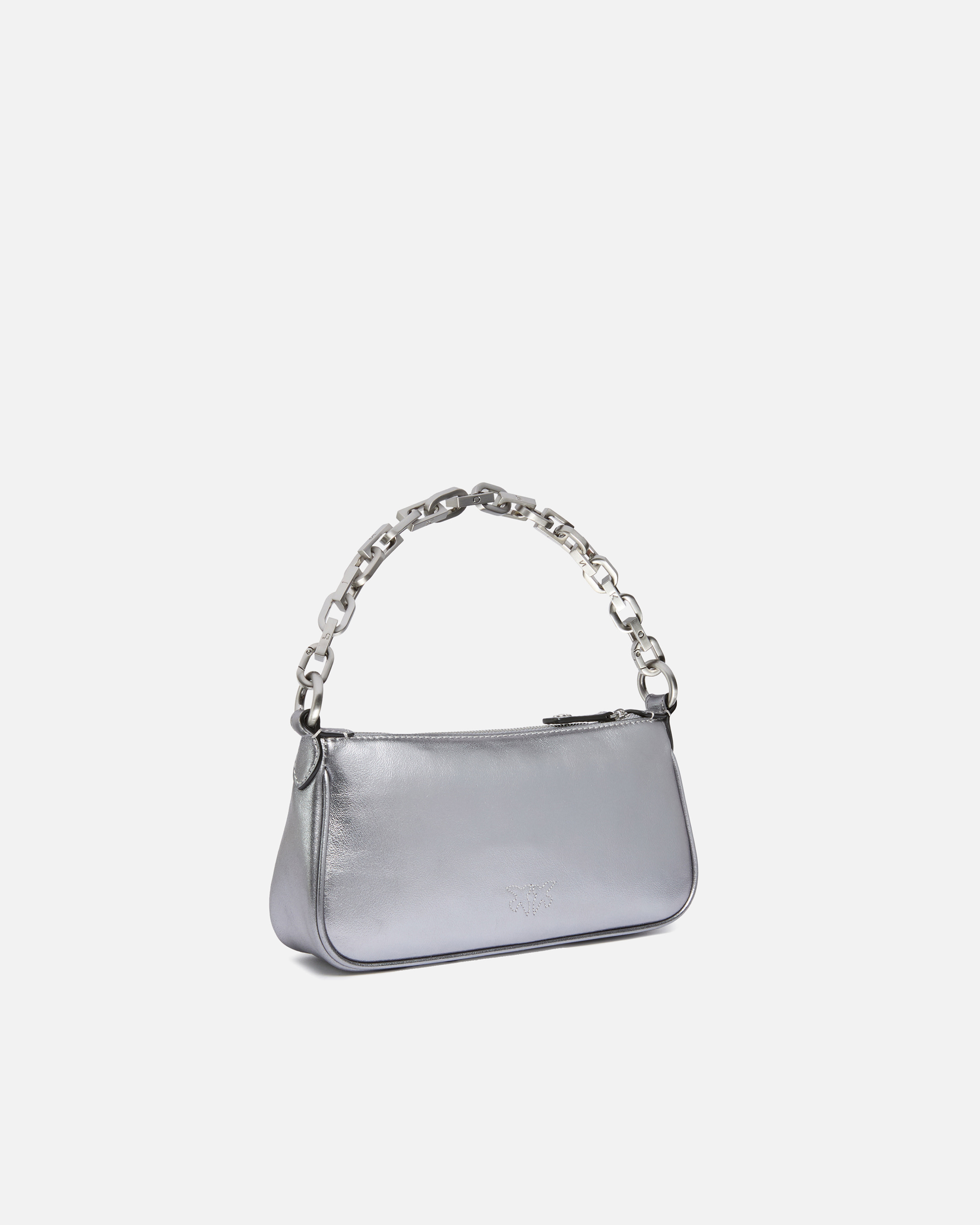 Pinko Mini Half Moon Baguette Handbag In Laminated Suede