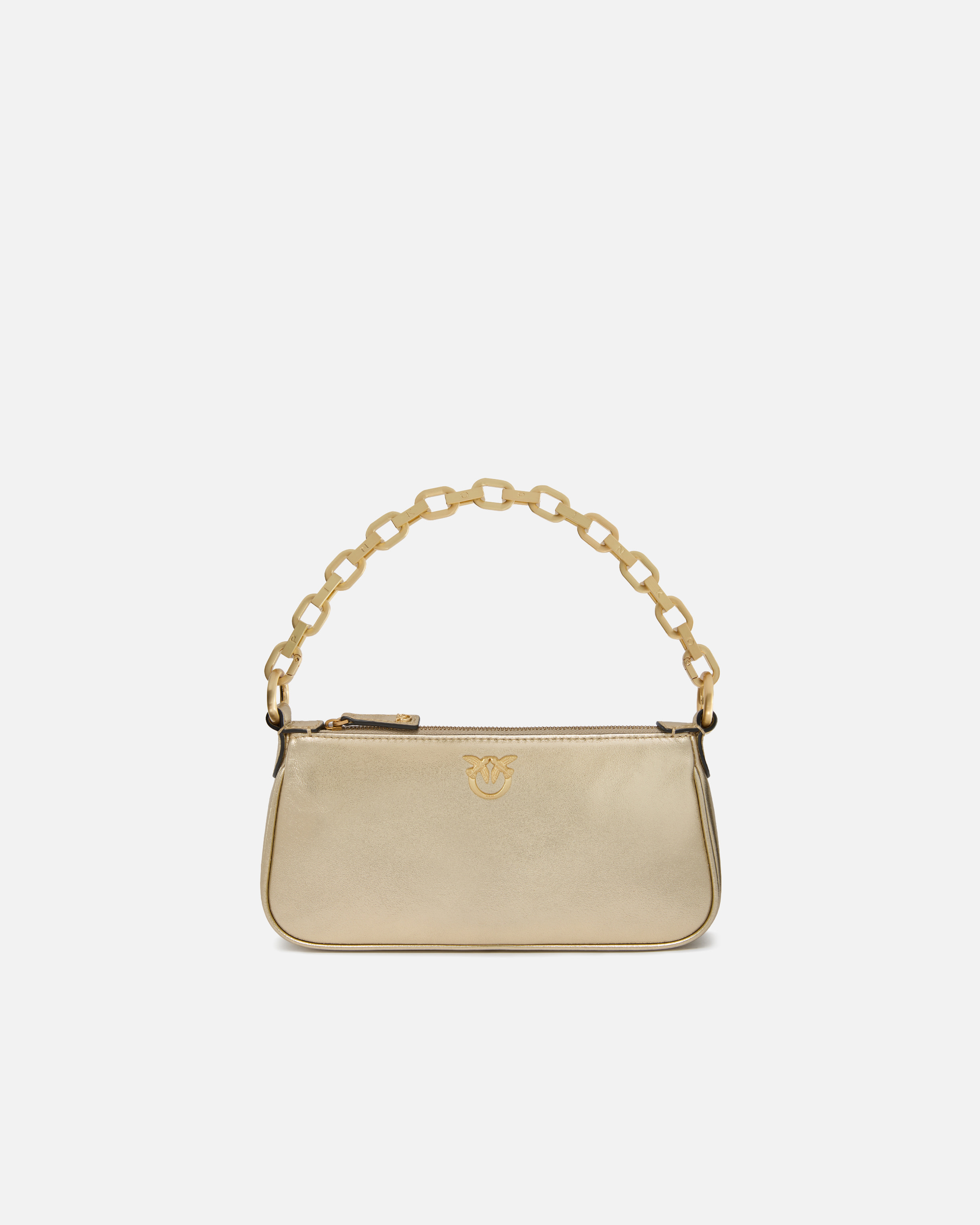 Pinko Mini Half Moon Baguette Handbag In Laminated Suede