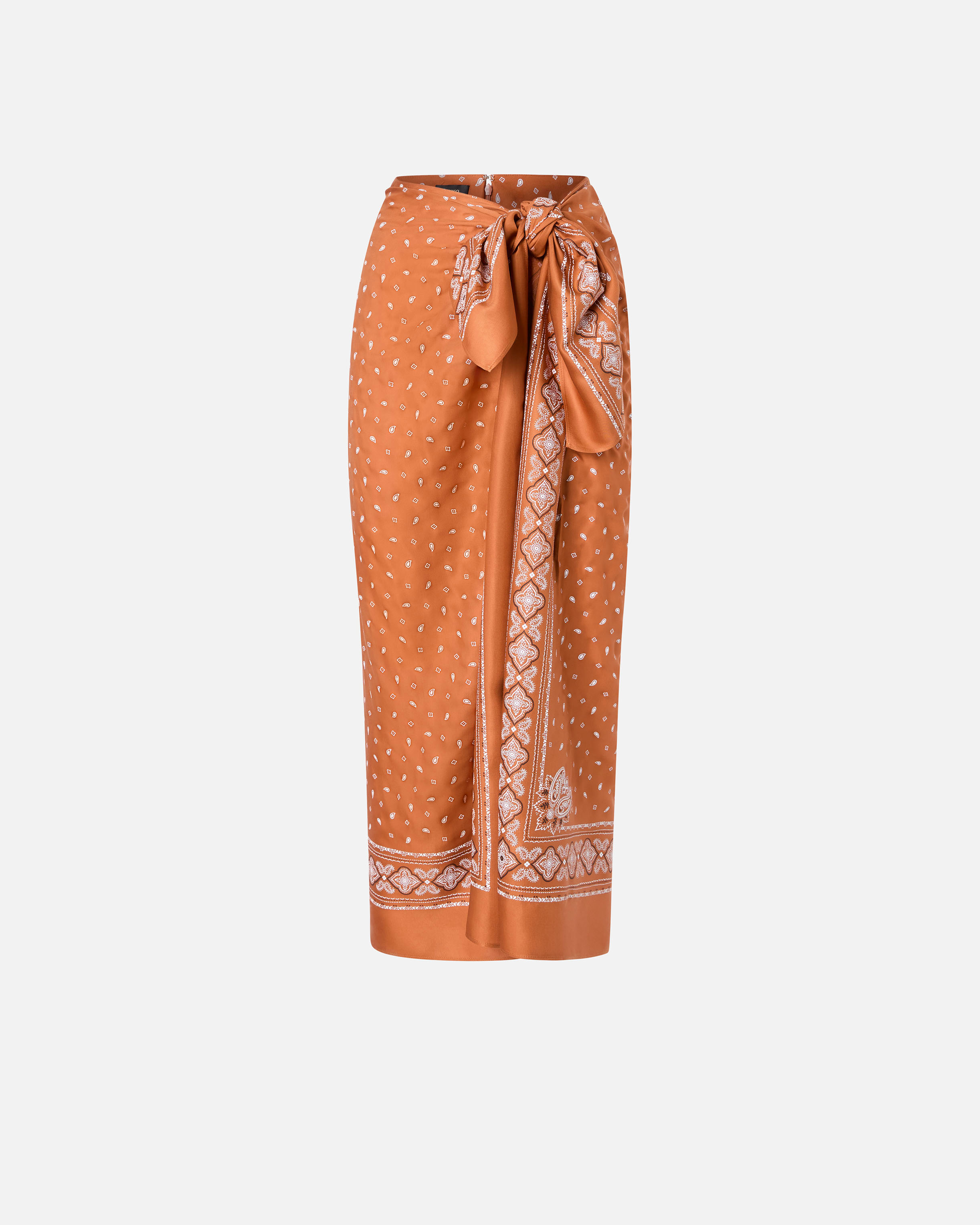 Pinko Bandana-print Finished Edge Skirt In Orange