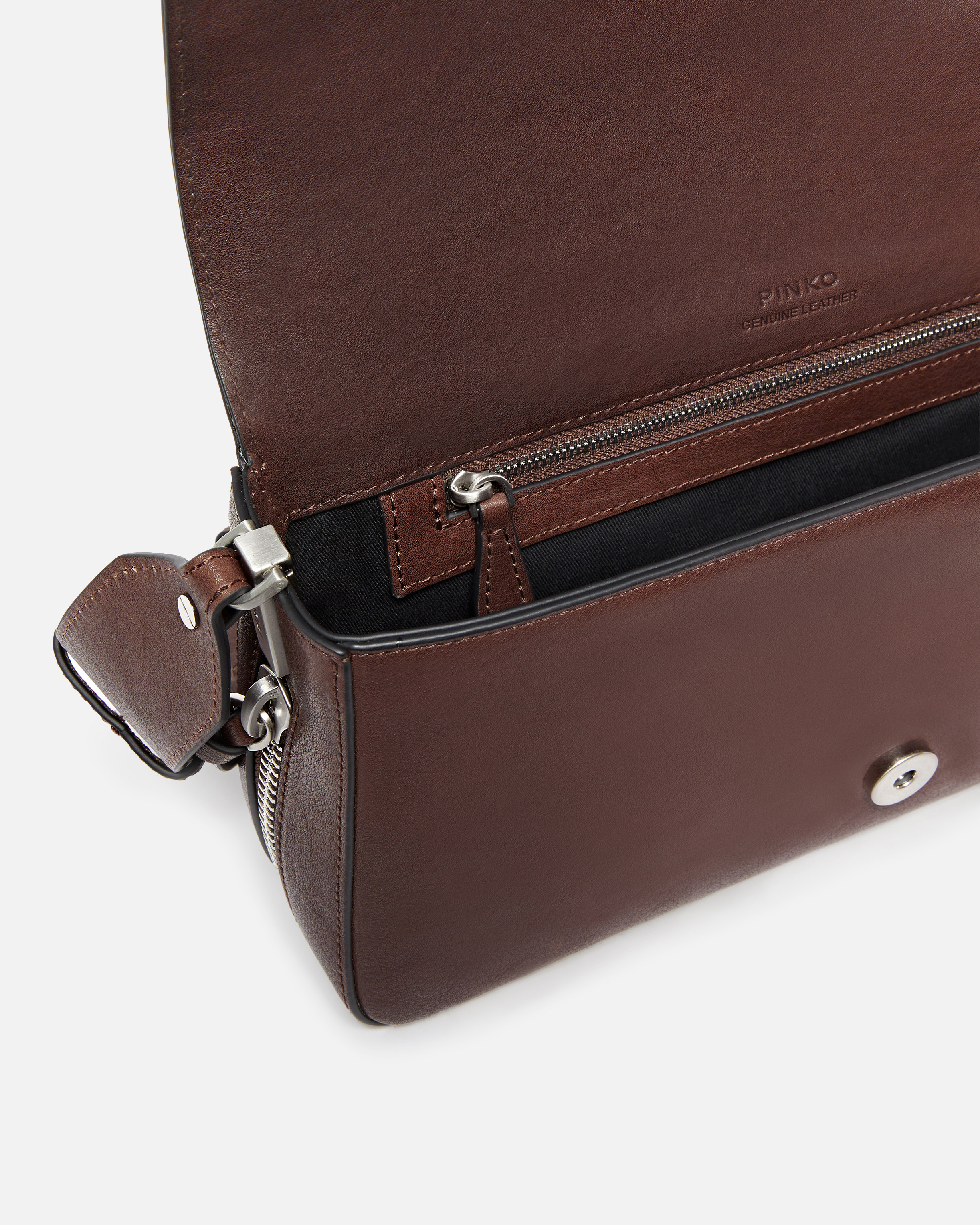 Pinko Medium Leather Classic Love Bag Slouchy Shoulder Bag With Zip In Brown
