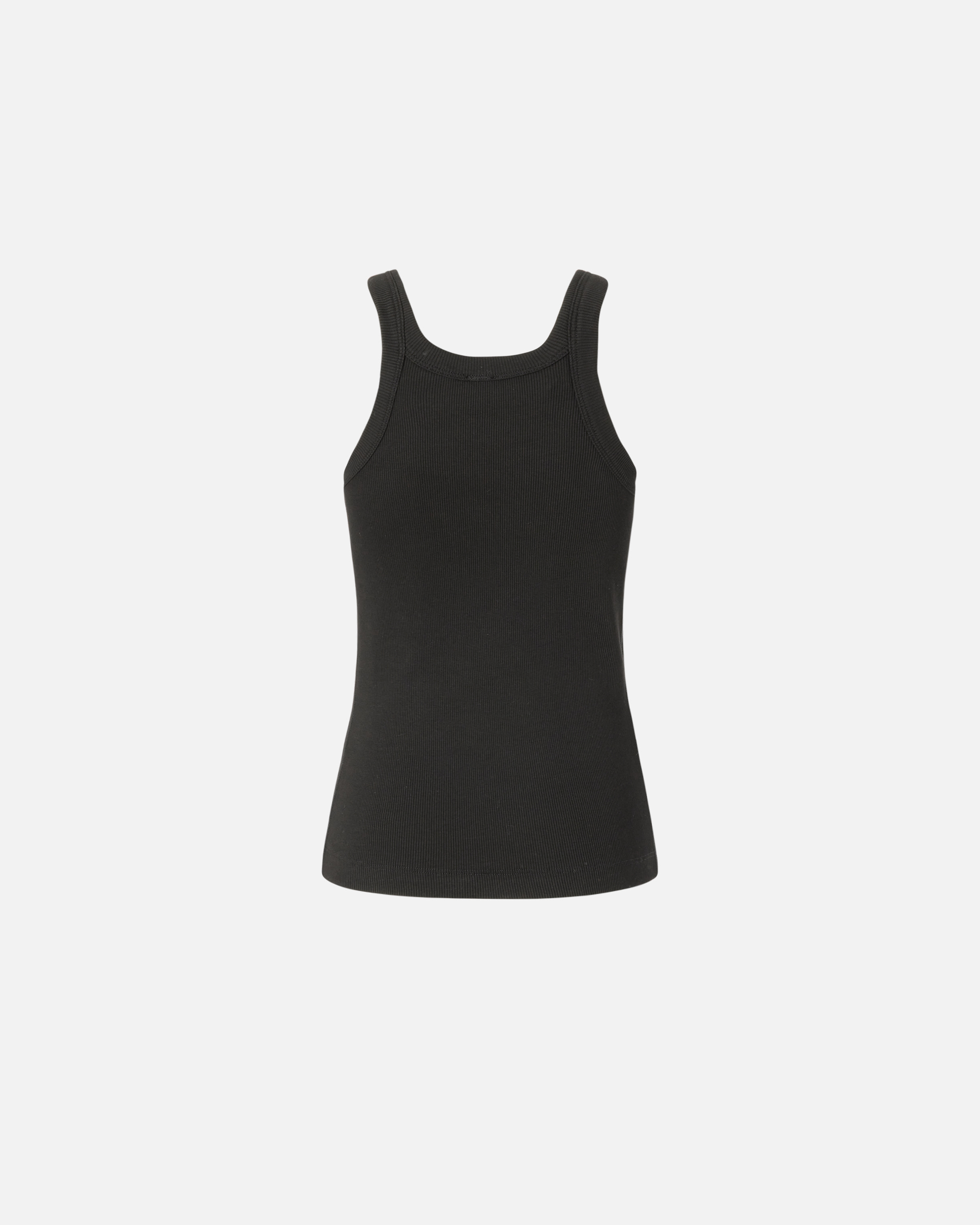 Pinko Reimagine By  X Patrick Mcdowell Ribbed Vest Top With Buckle In Limo Black