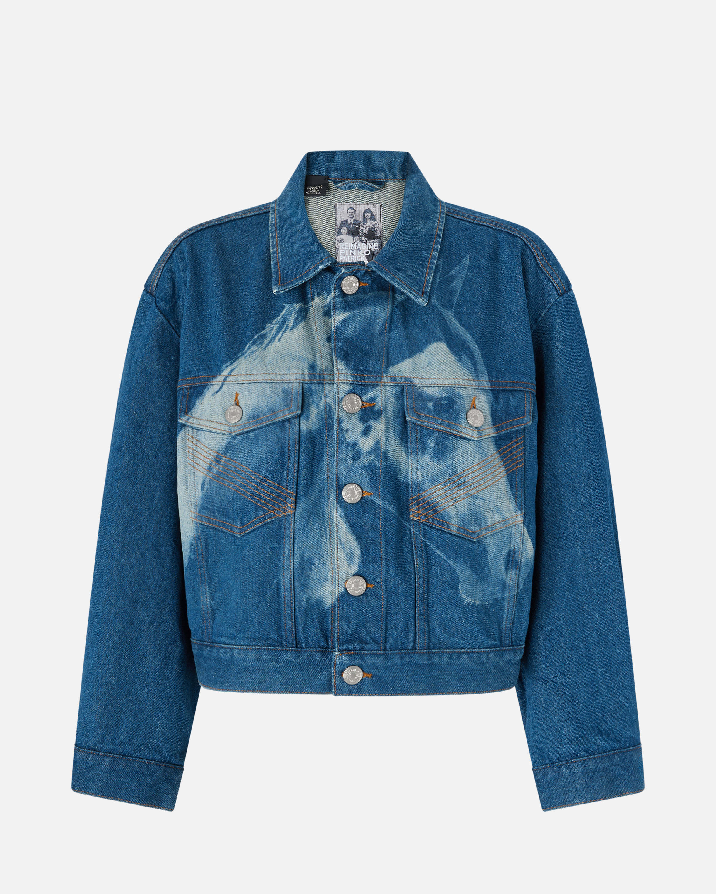 Pinko Jeansjacke Mit Pferde-print In Rinse Wash
