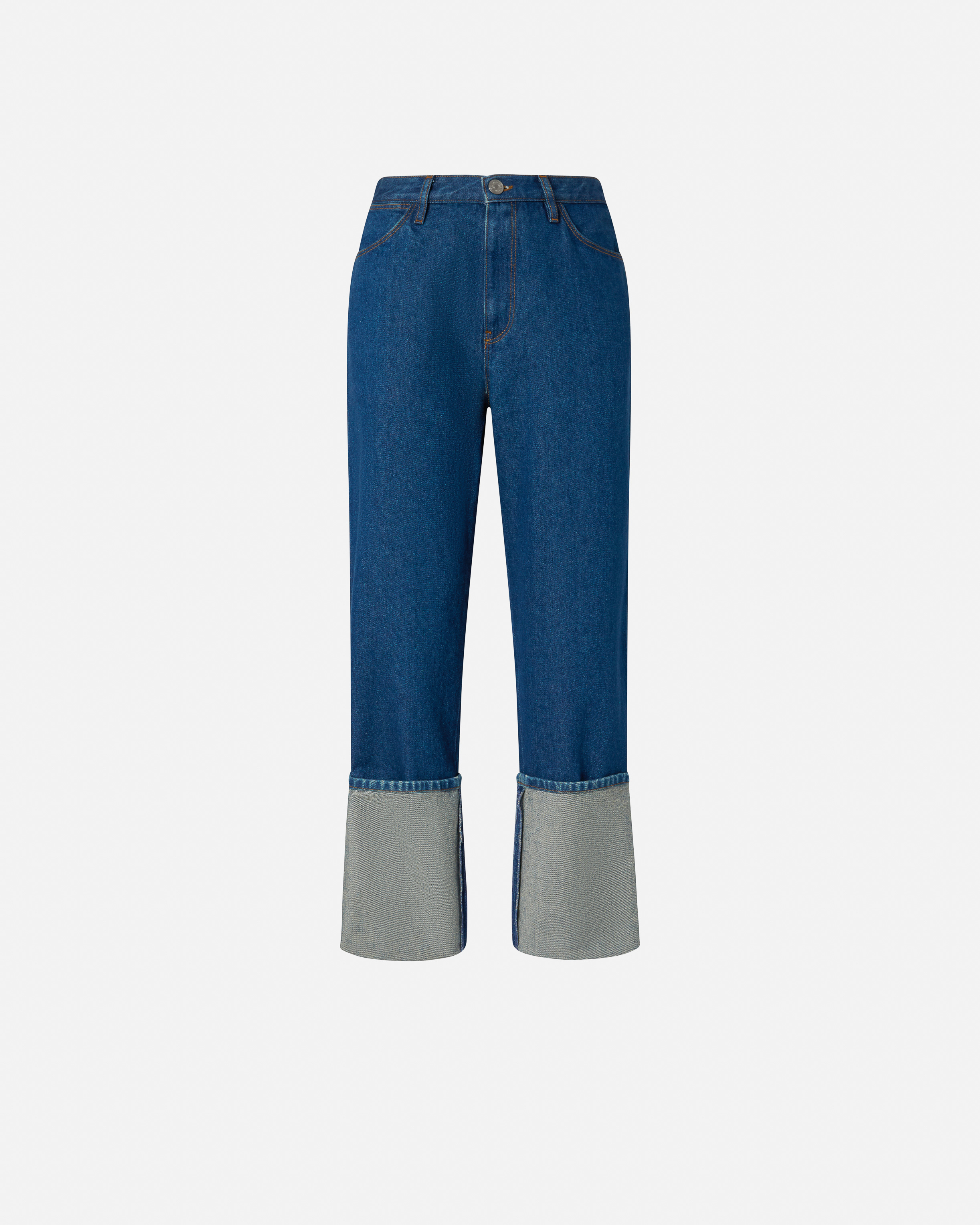 Pinko Turn-up Straight Jeans In Rinse Wash