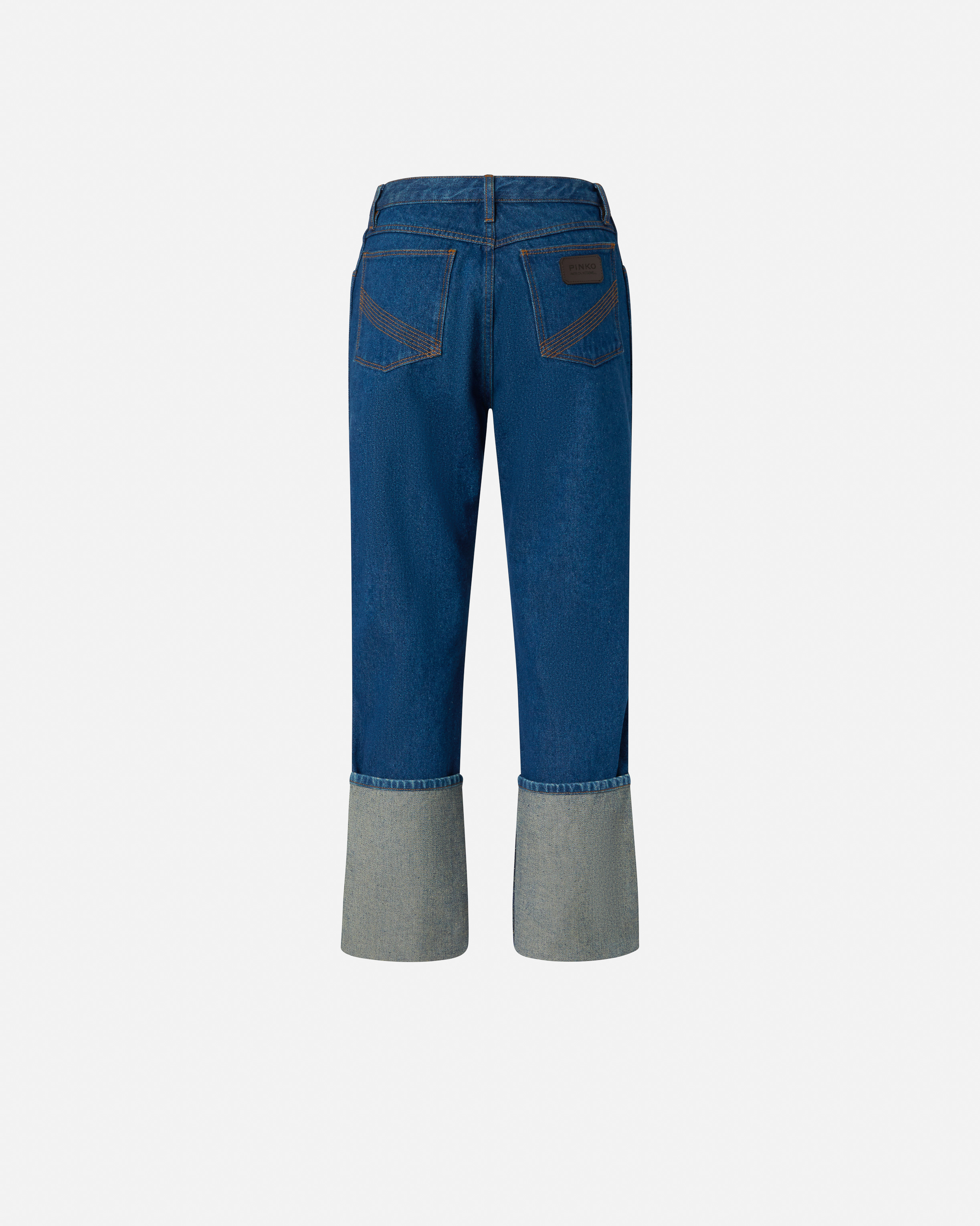 Pinko Turn-up Straight Jeans In Rinse Wash