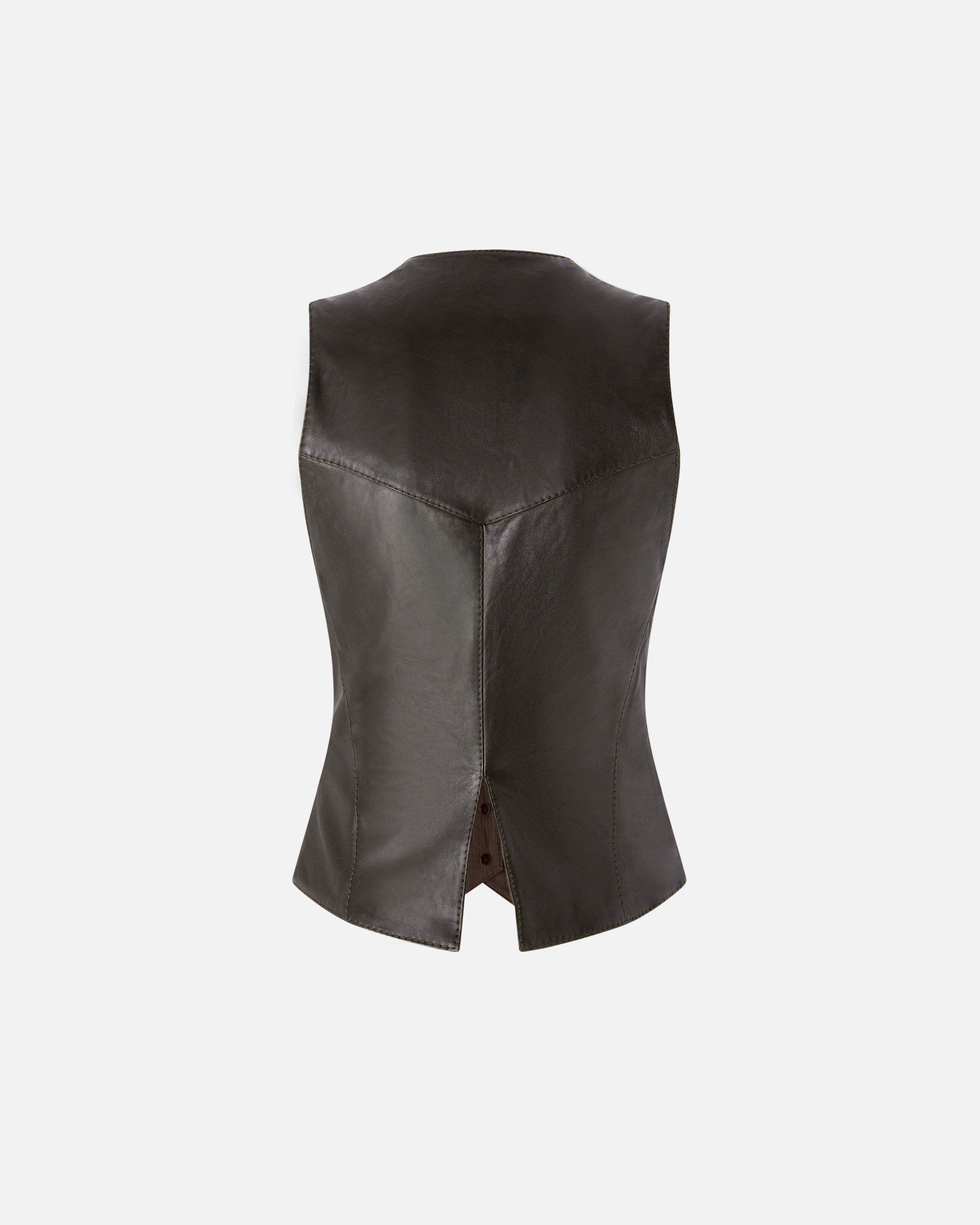 Pinko Leather Waistcoat In Marron Intense