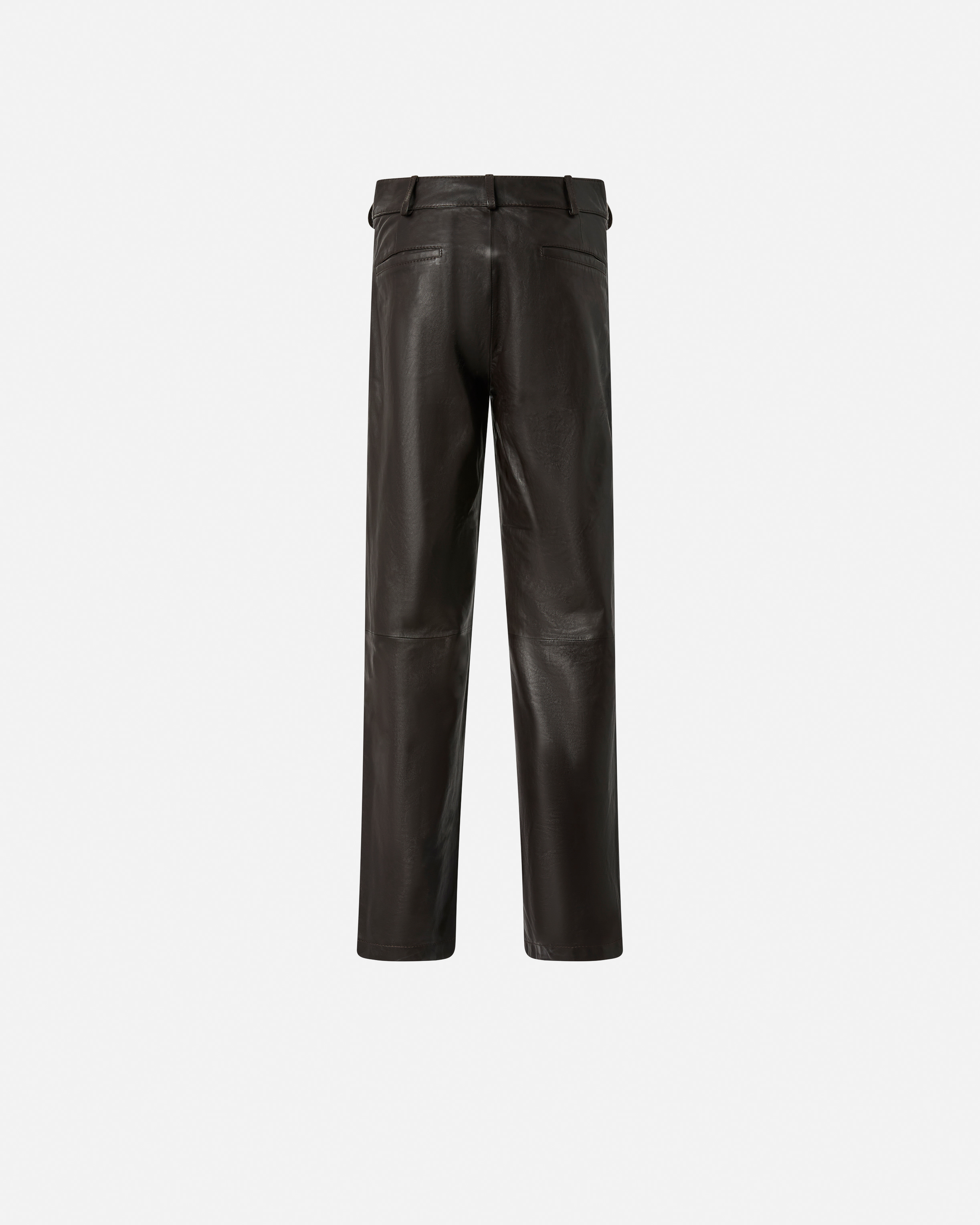 Pinko Leather Slim-fit Trousers In Marron Intense