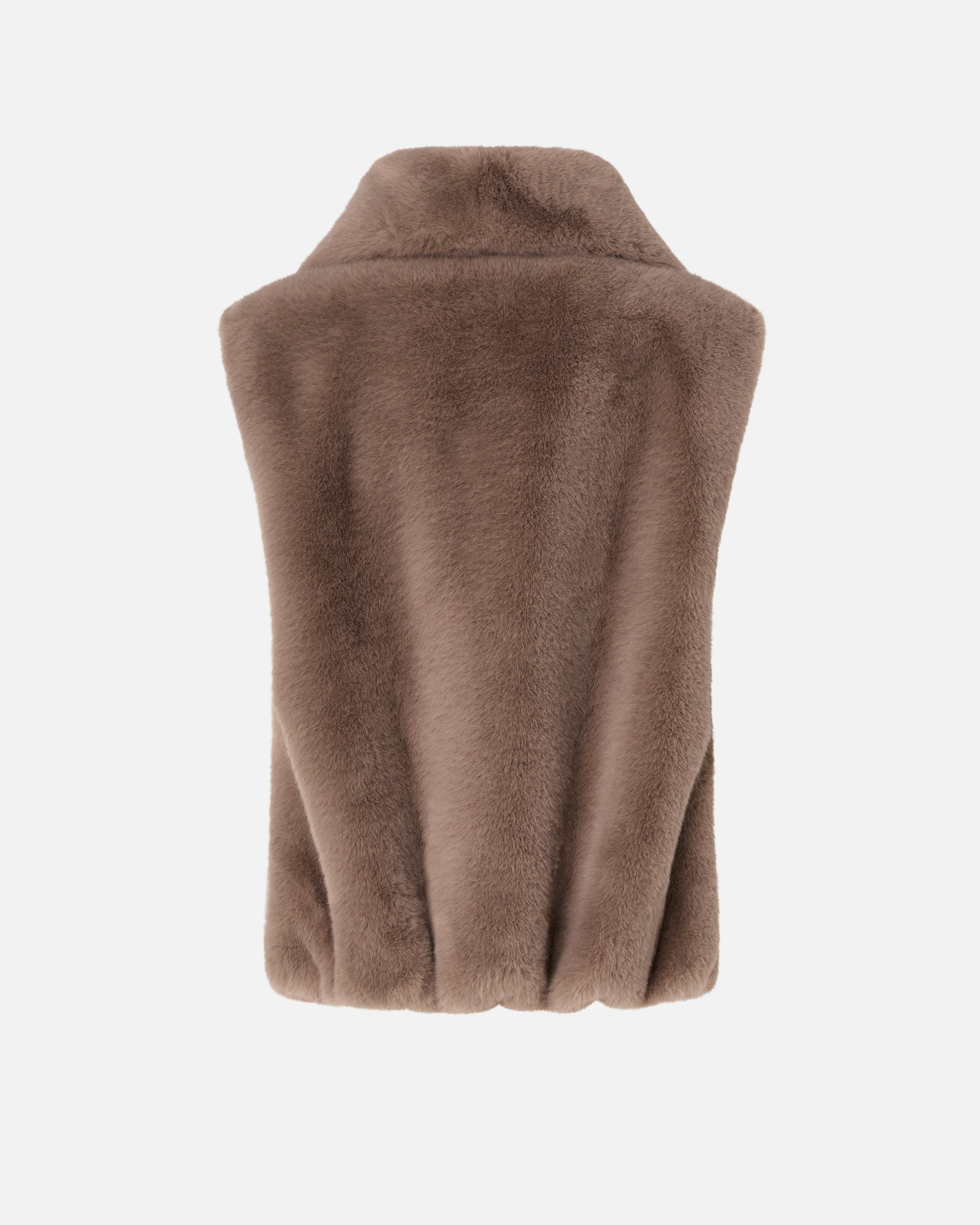Pinko High Collar Faux Fur Vest In Beige