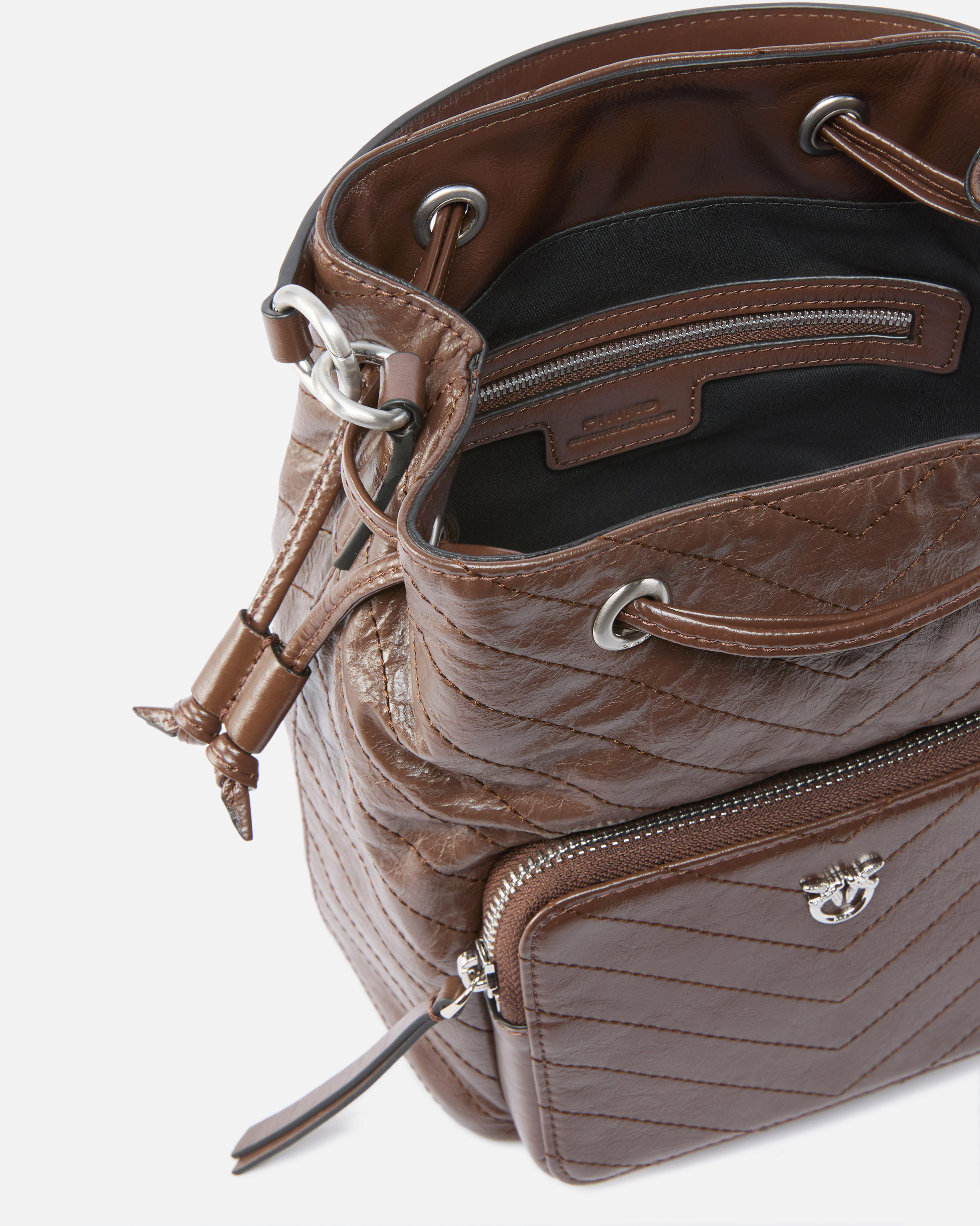 Маленькая сумка Cargo Bucket Bag из кожи с карманом 3