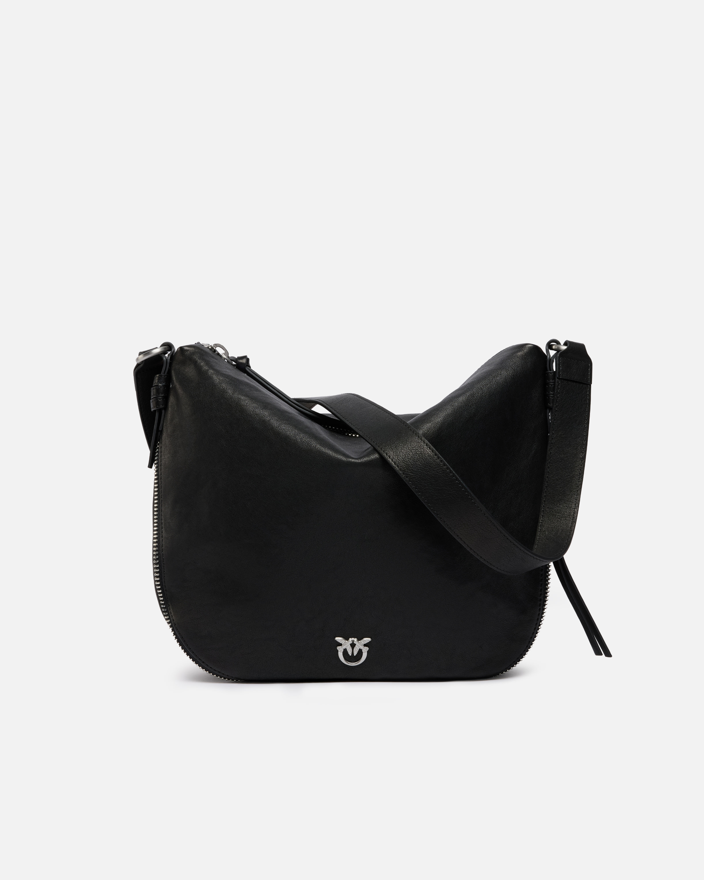 Pinko Medium Leather Hobo Bag With Love Birds Logo