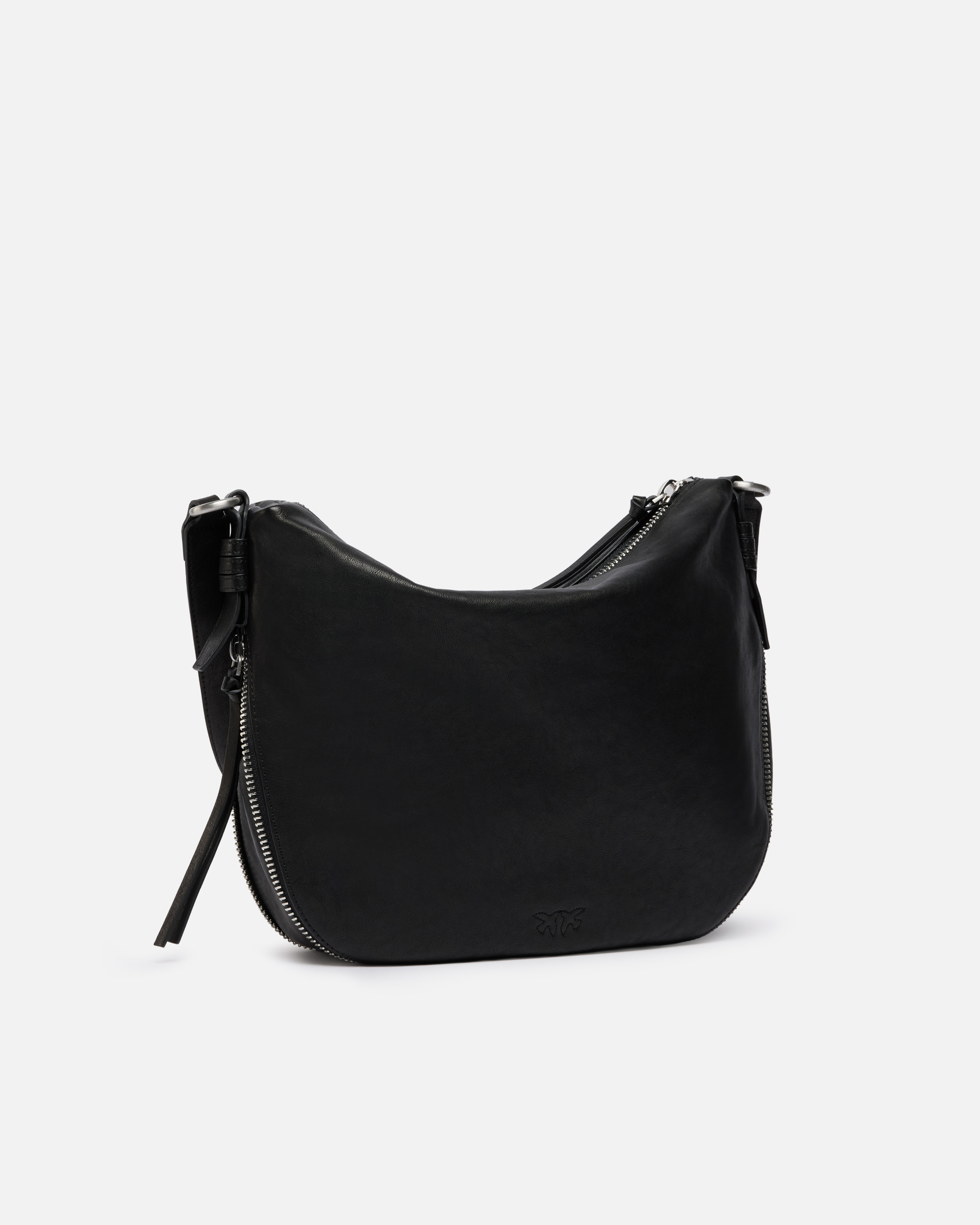 Pinko Medium Leather Hobo Bag With Love Birds Logo