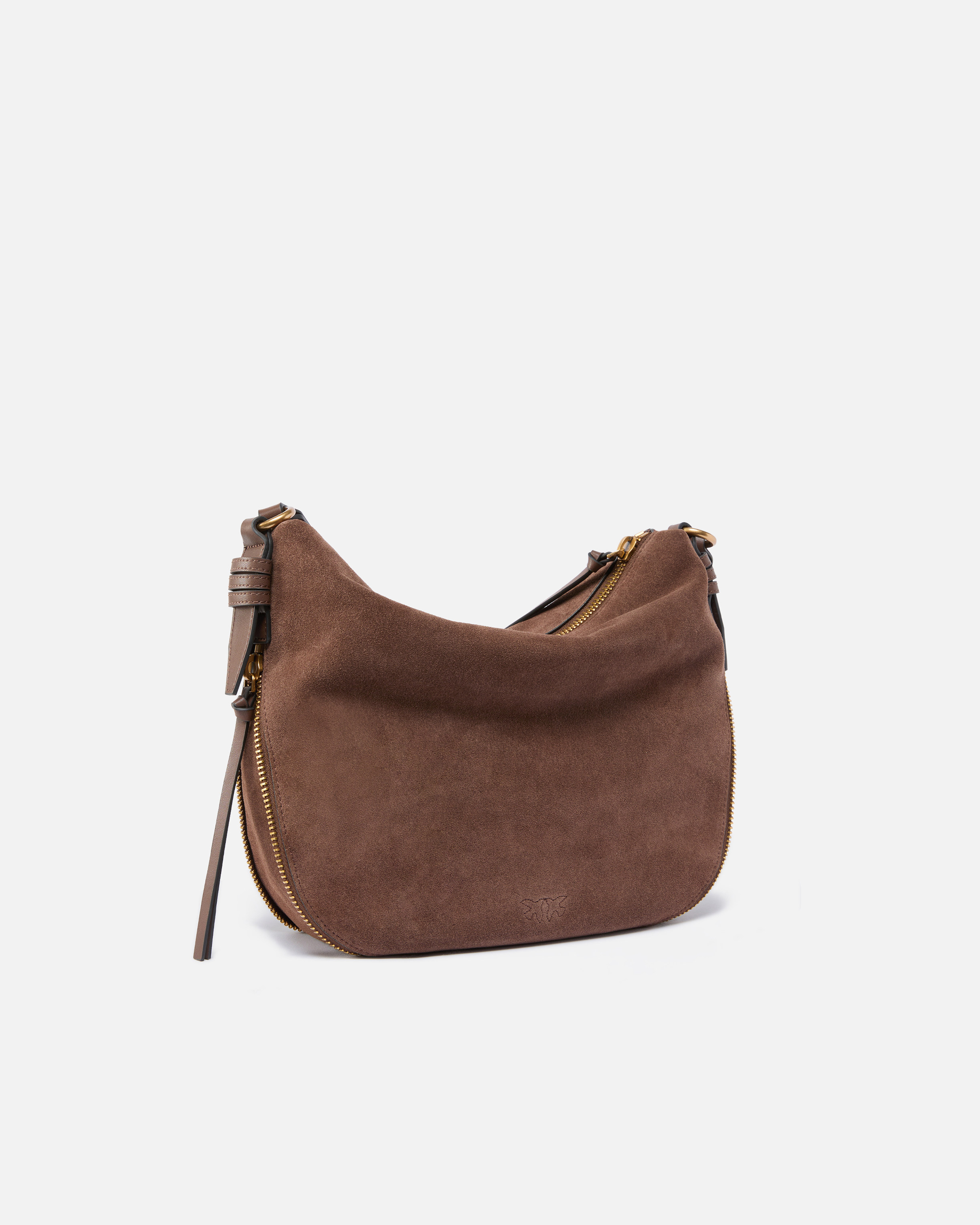 Pinko Medium Suede Hobo Bag With Love Birds Logo