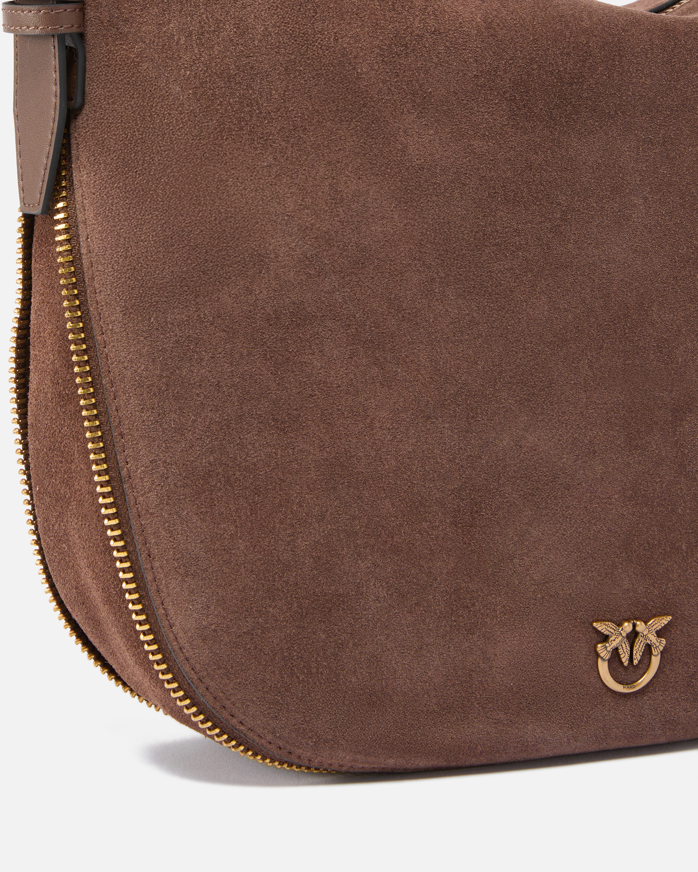 Pinko Medium Suede Hobo Bag With Love Birds Logo