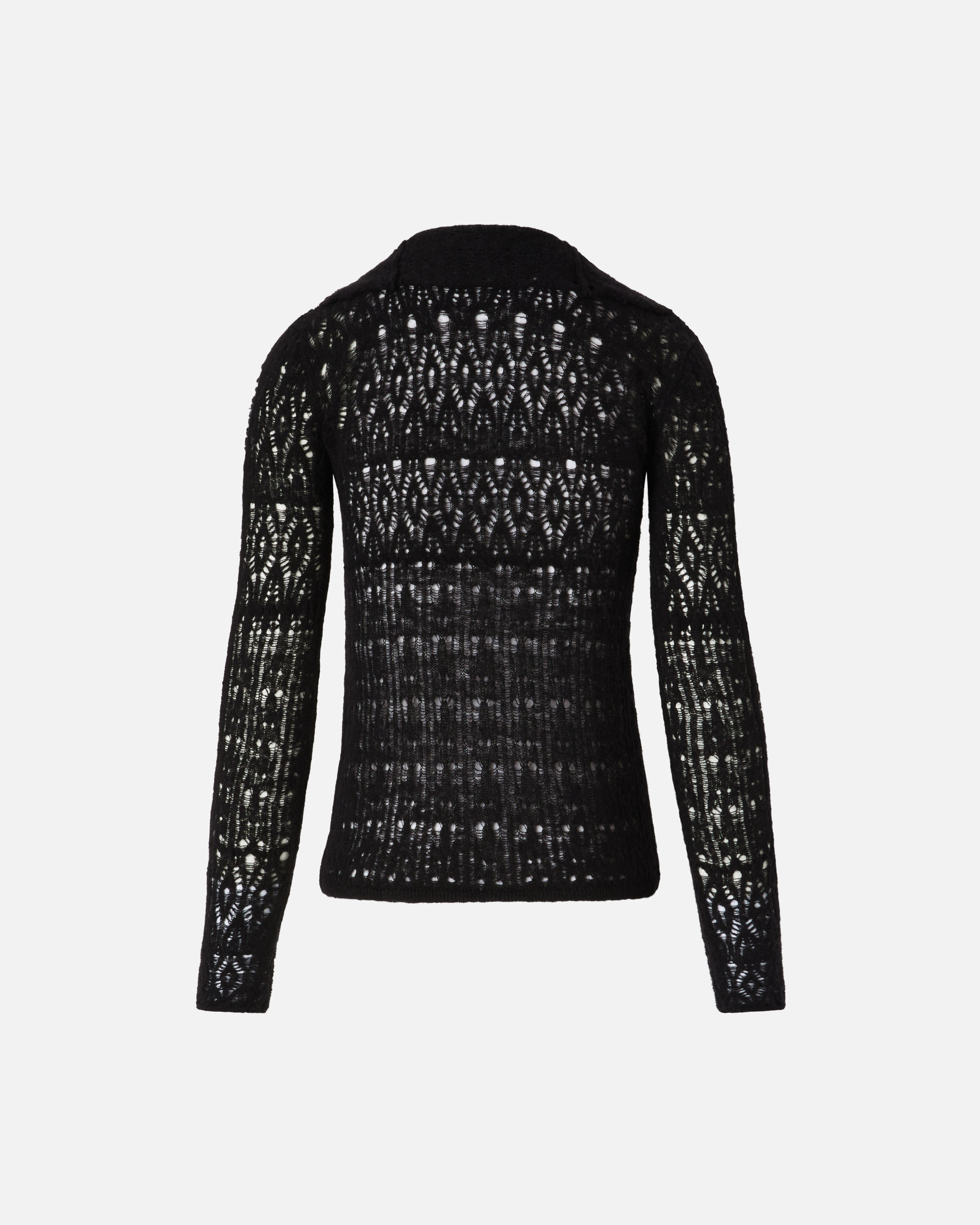 Pinko Slim-fitting Openwork Sweater With Buttons In Limo Black