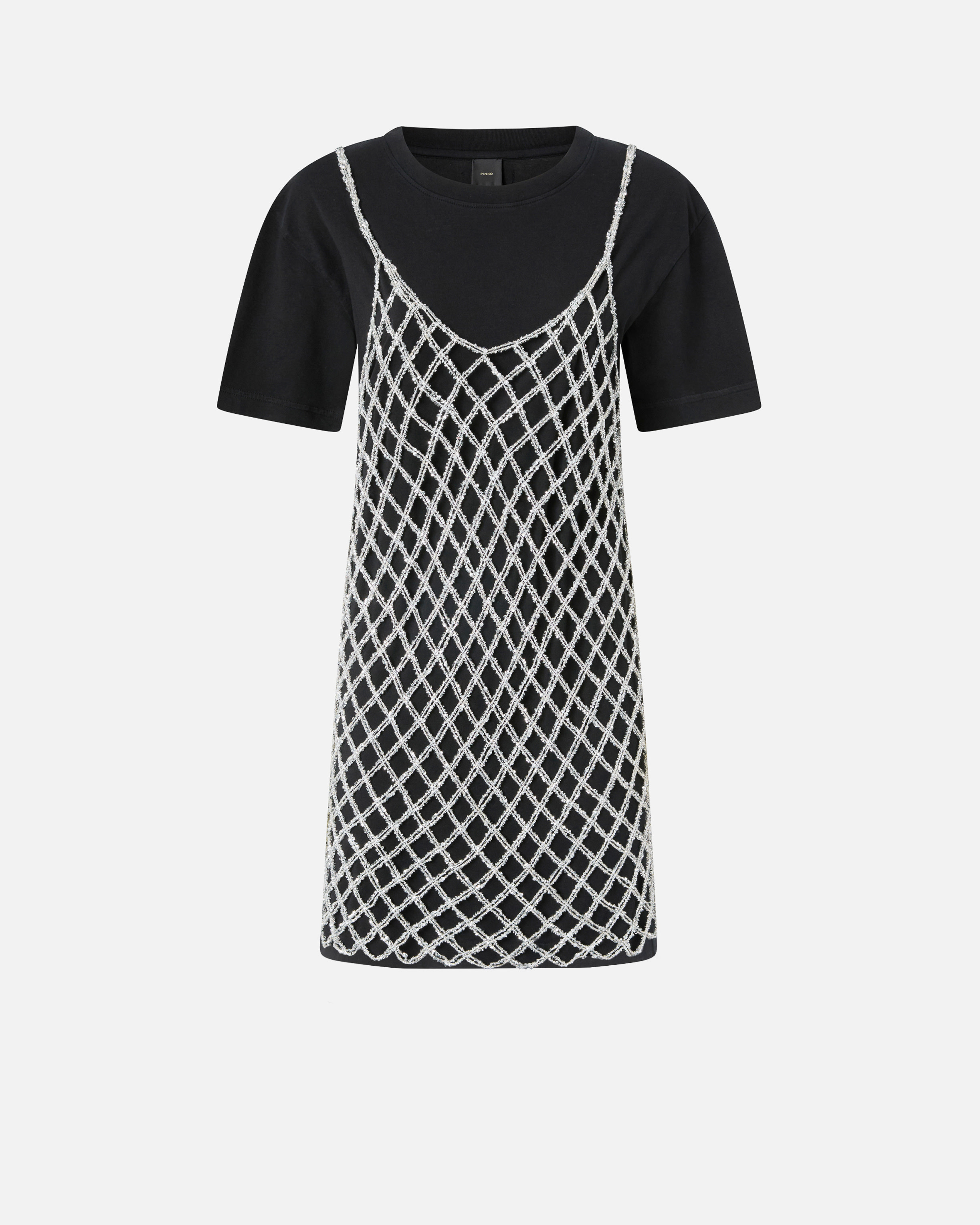 パーティードレス PINKO 105144A2LT Dresses Black Short t-shirt dress combined with sequin dress PINKO → Shop