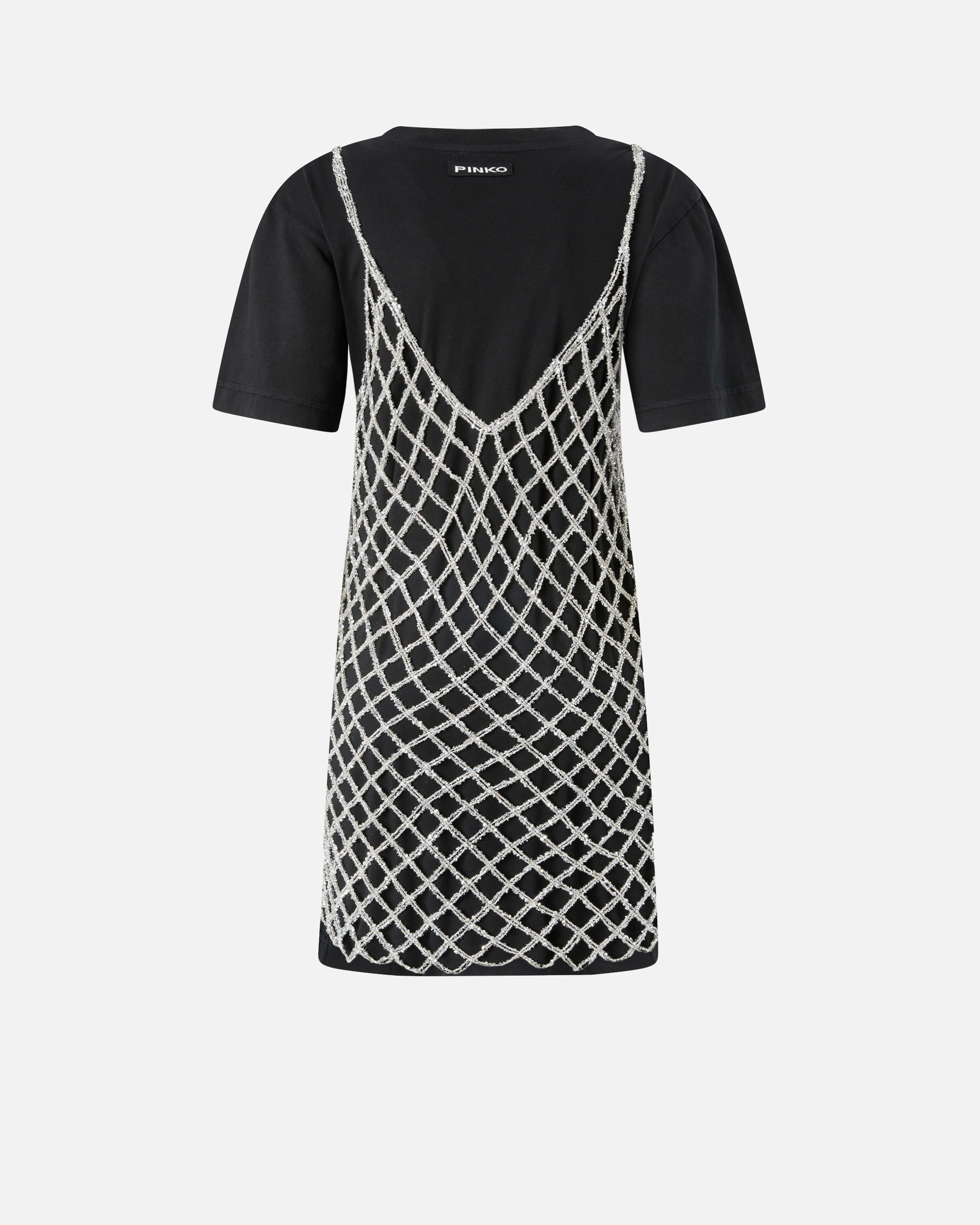 Pinko Black Cotton T-shirt Dress In Limo Black
