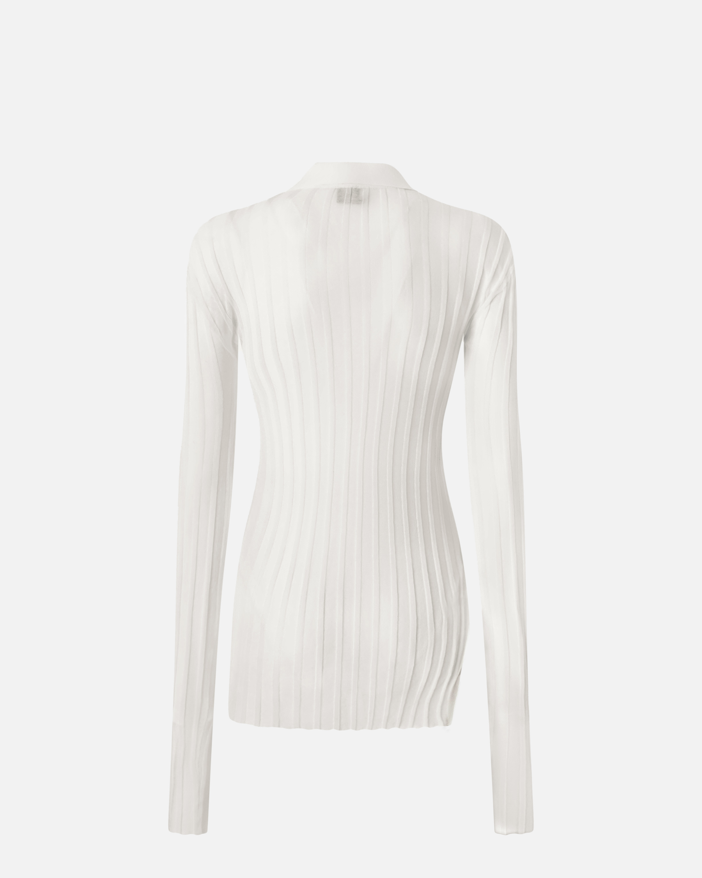 Pinko Crepe Transparent Ribbed Texture Long Sleeves In Bianco-biancaneve