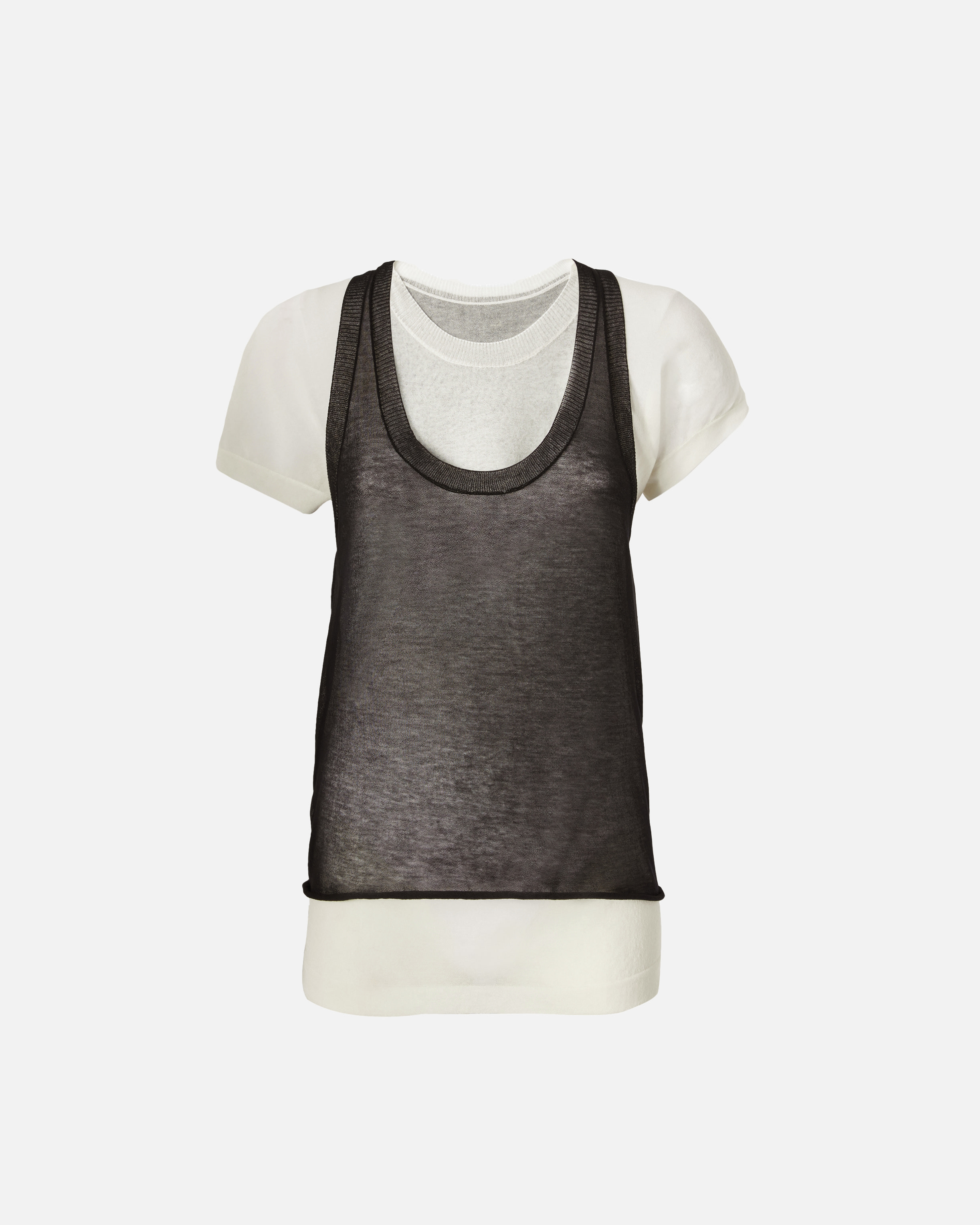 Pinko T-shirt Avec Débardeur Assorti In Black/white