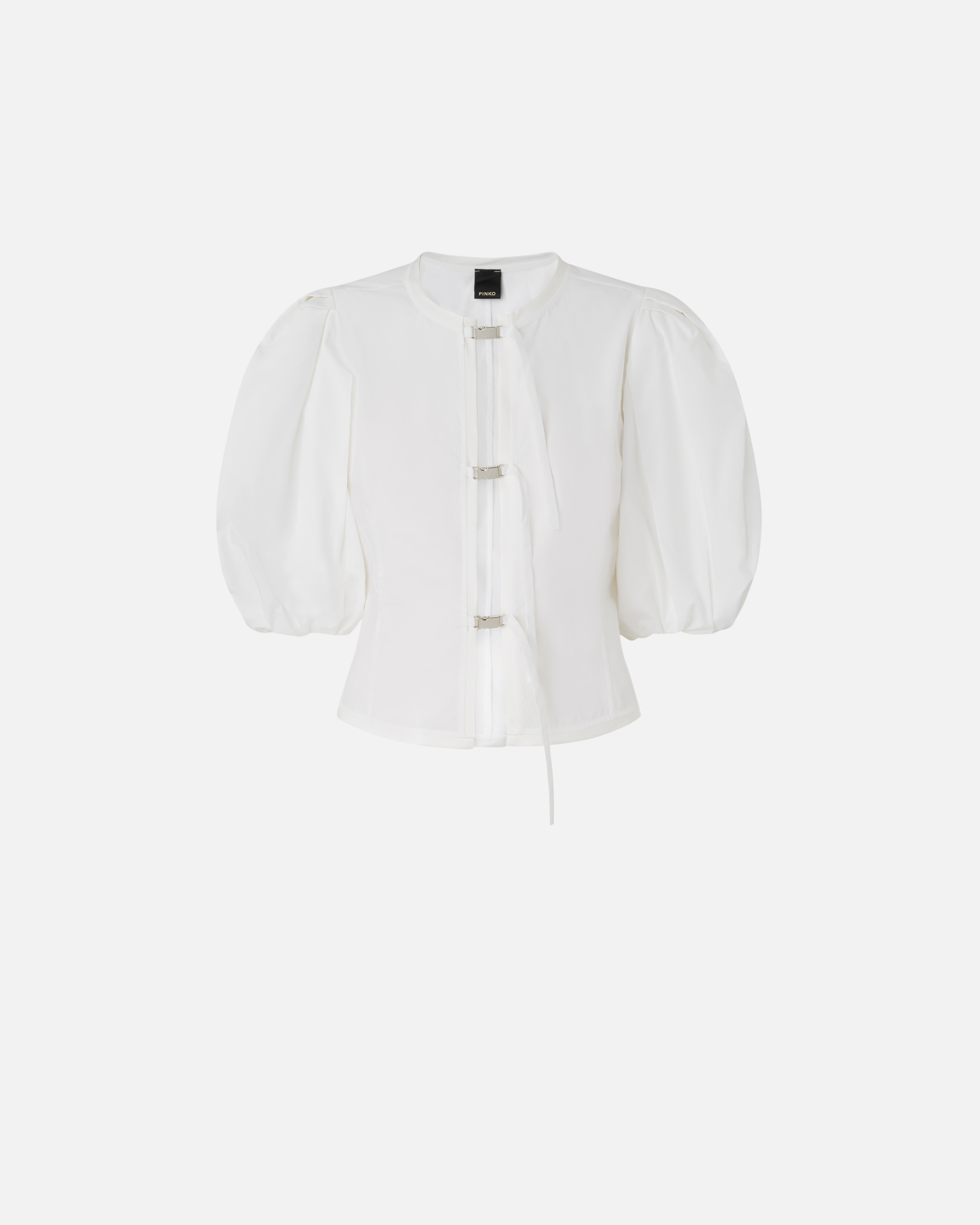 Pinko Cotton Blouse With Metal Buckles In Bright White