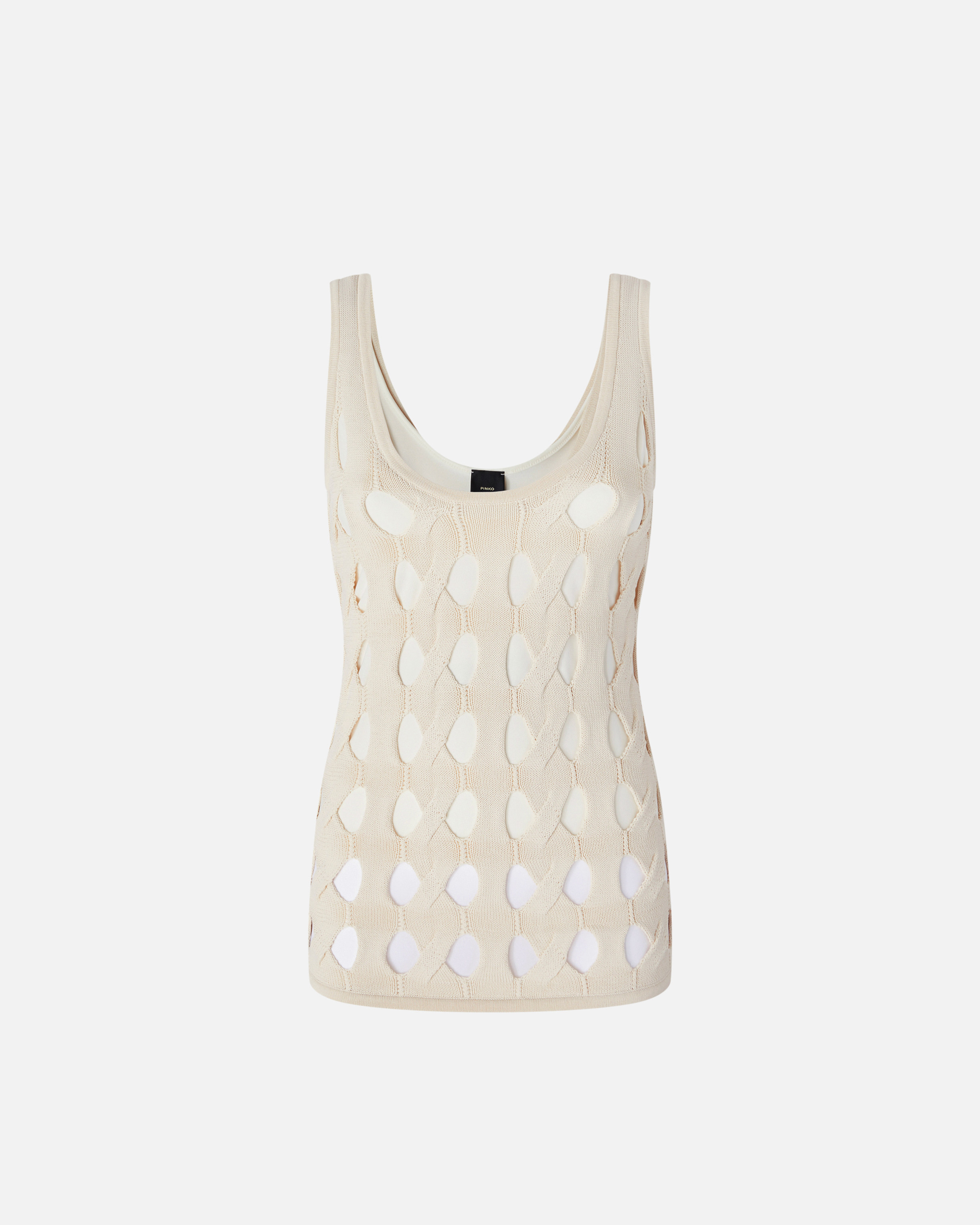 Pinko Cut-out Knit Top In Bianco Cigno