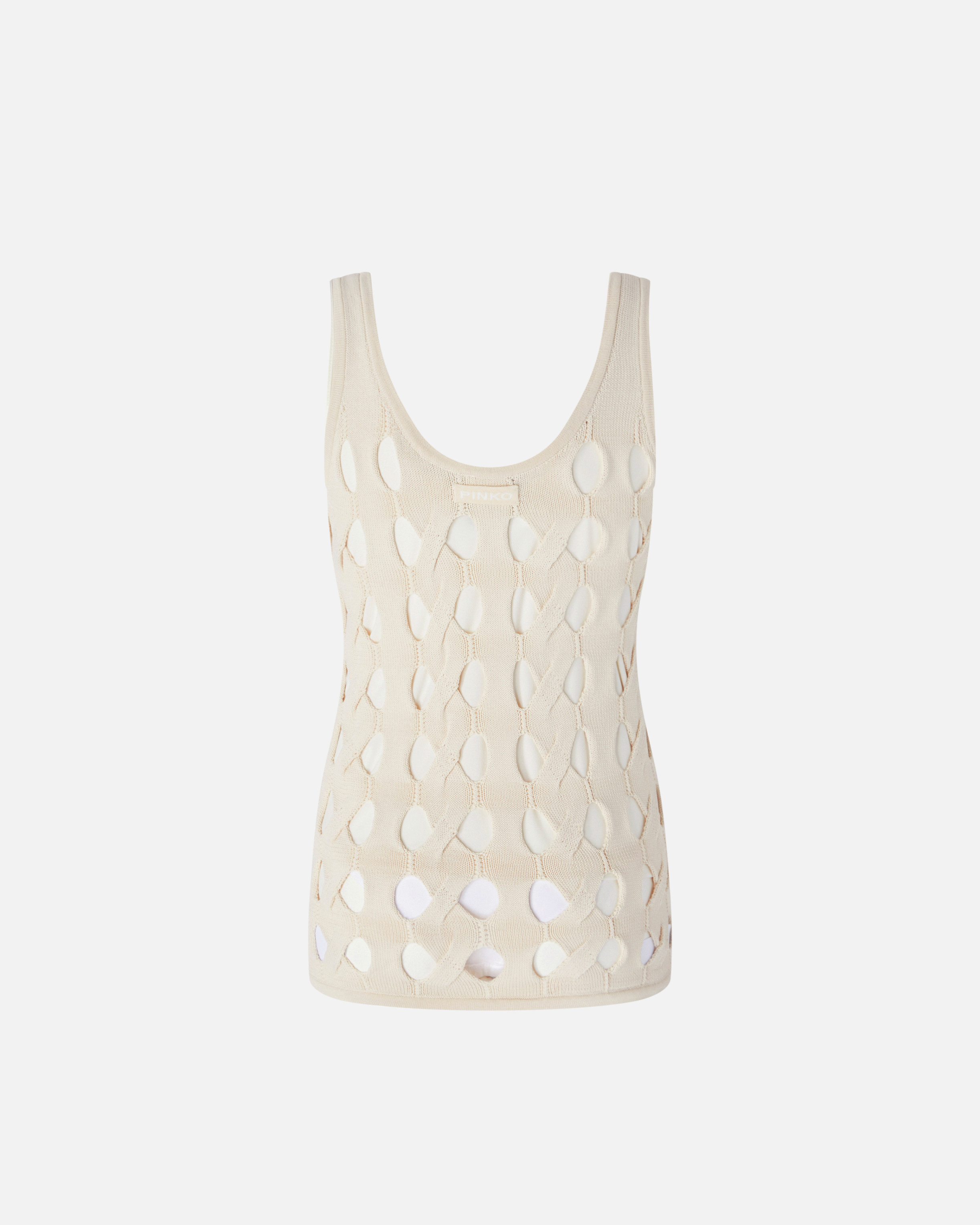 Pinko Cut-out Knit Top In Bianco Cigno