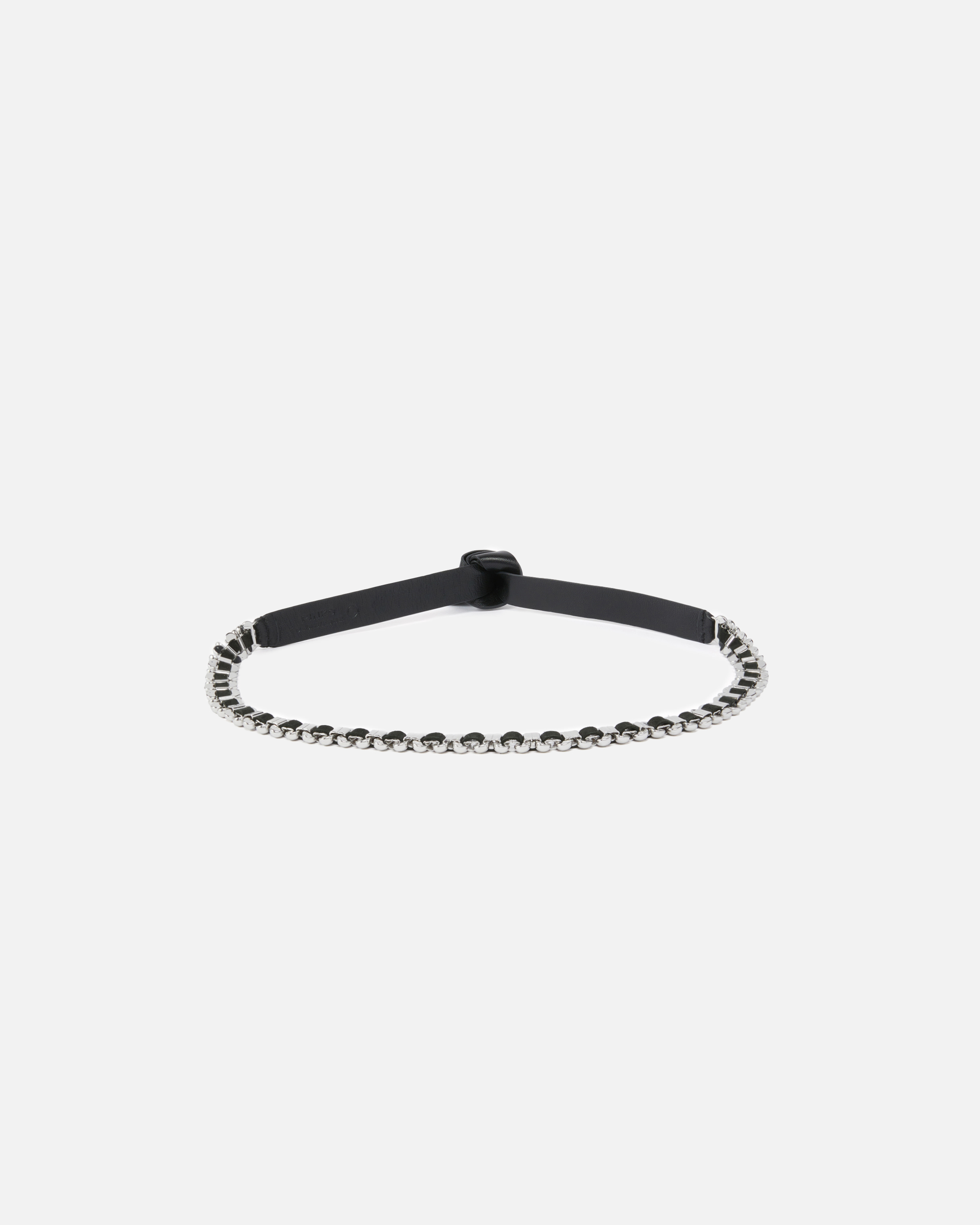 Pinko Leather Belt With Metal Inserts In Limo Black-shiny Nickel