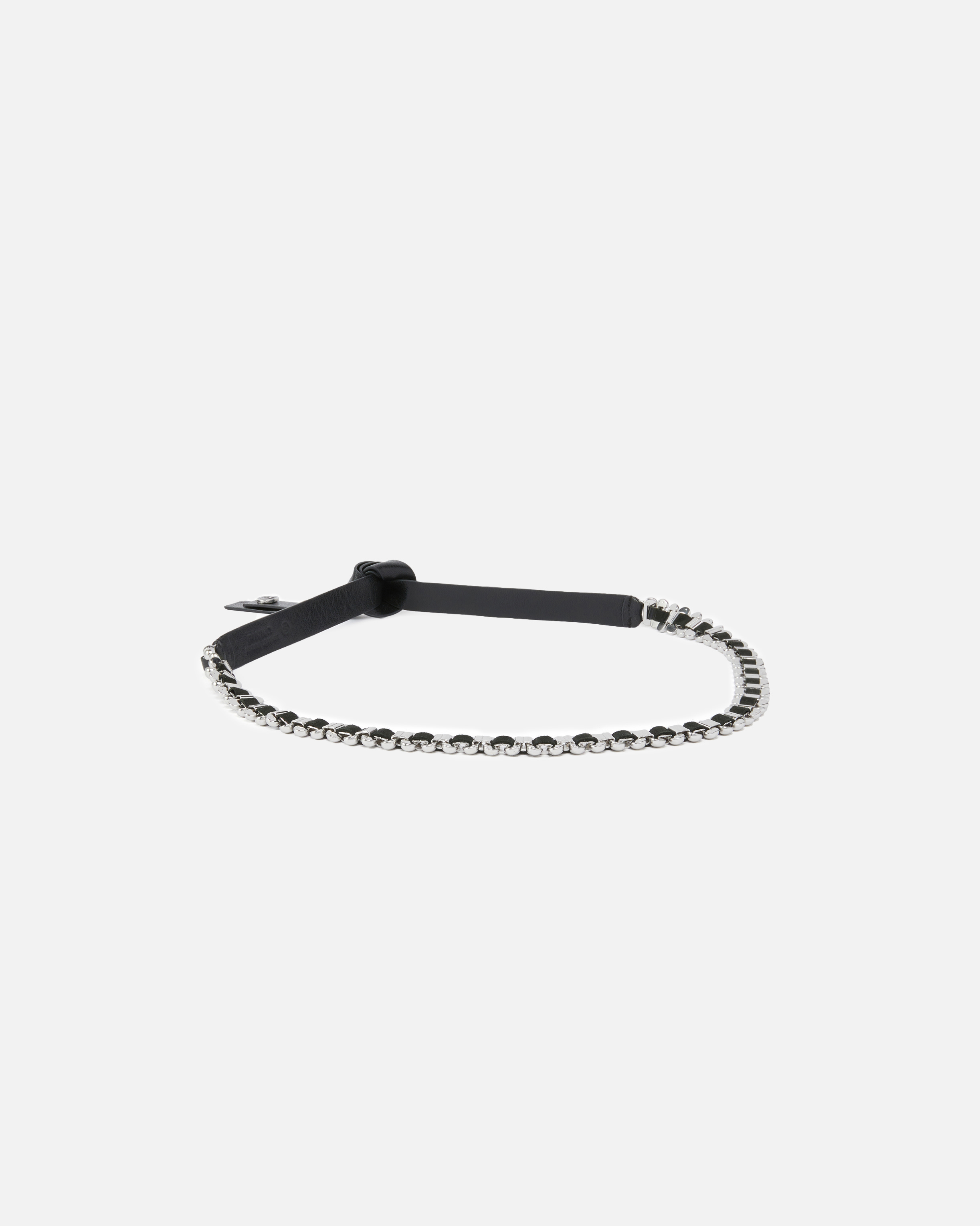 Pinko Leather Belt With Metal Inserts In Limo Black-shiny Nickel