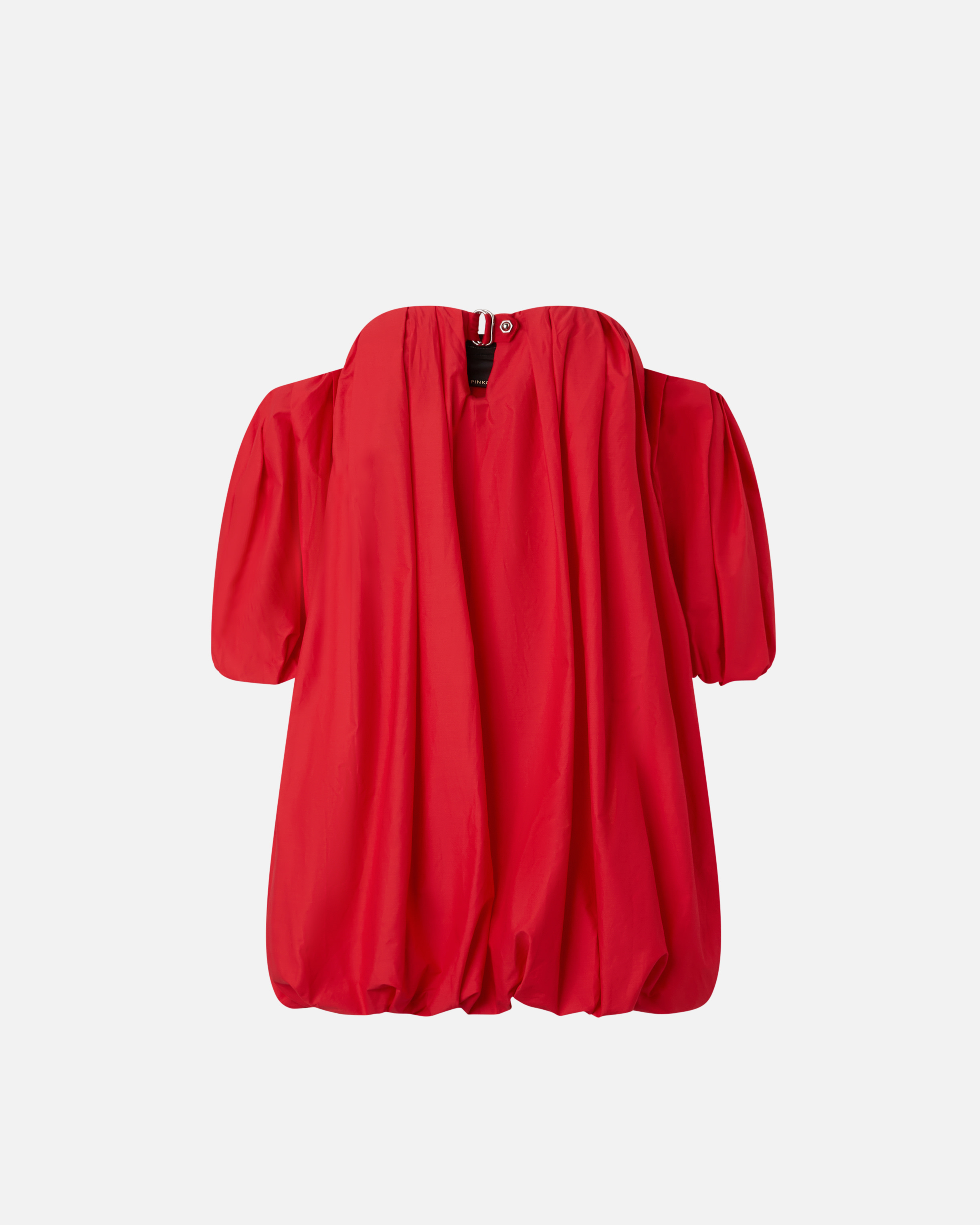 Pinko ‘bert' Red Dress With Exposed Shoulder Design And Removable Sleeves With Button In Salsa Red