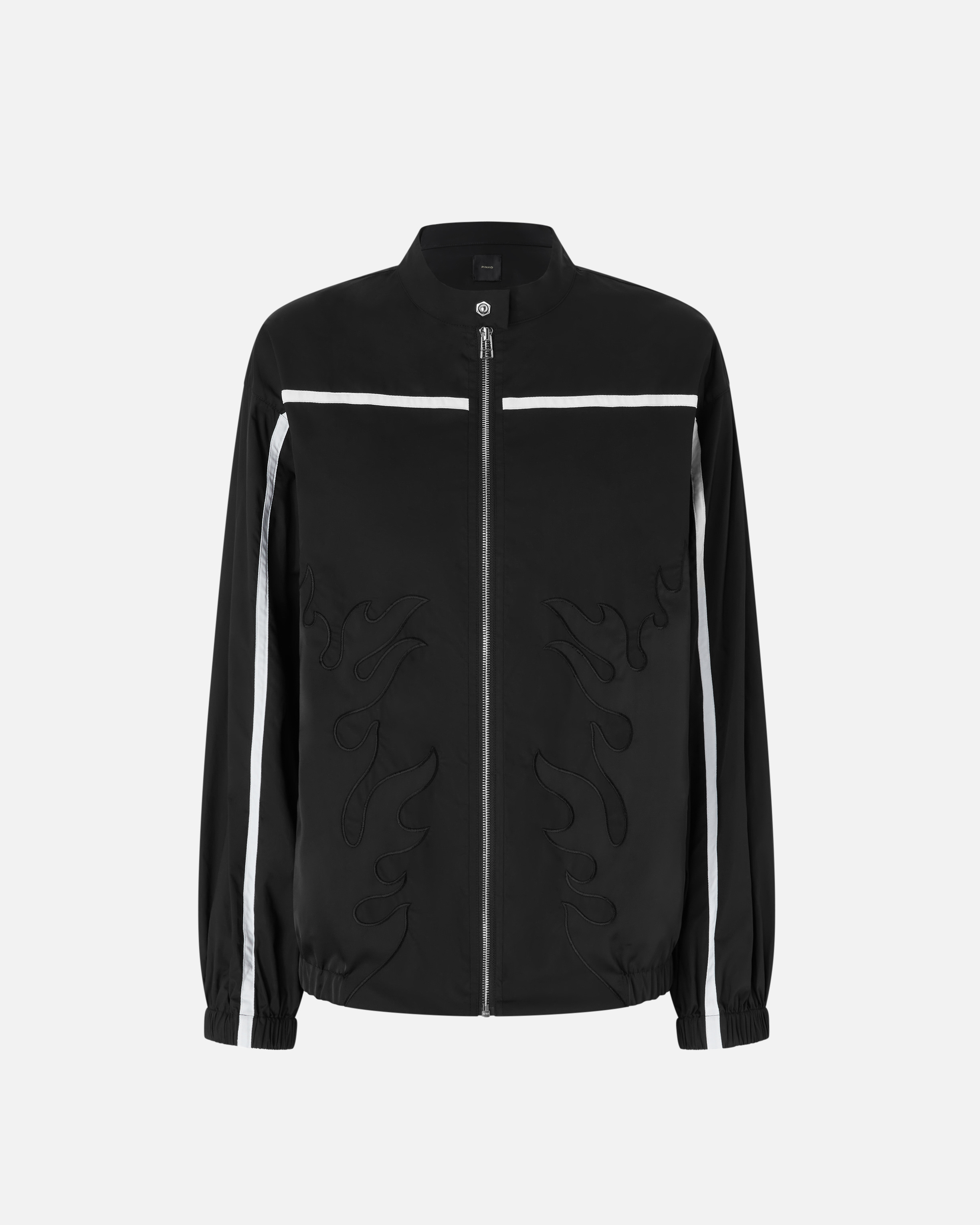 Pinko Bomber En Popeline À Motif Flammes In Nero Limousine