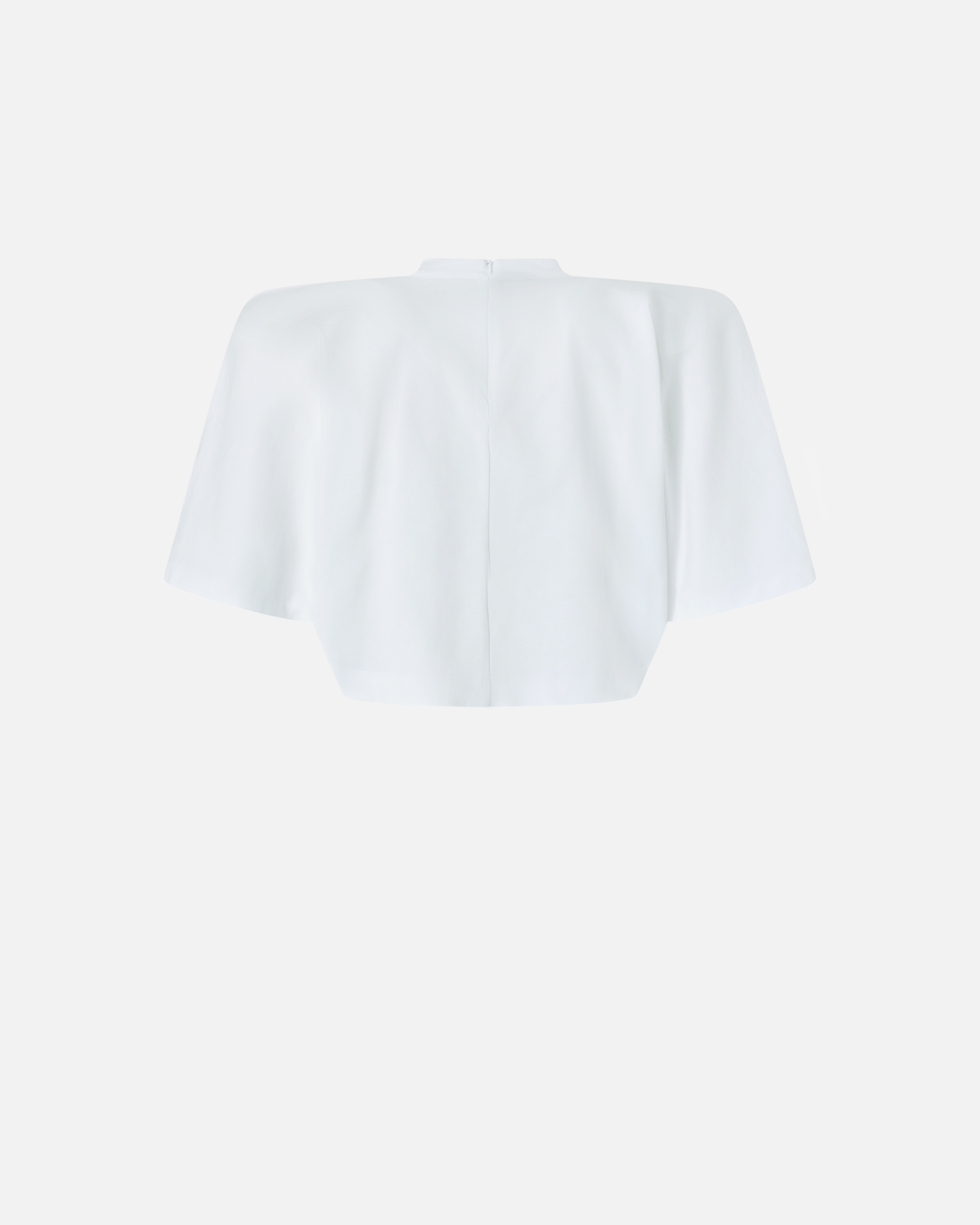Pinko Short-sleeved Crop Top With Padded Shoulders In Bright White