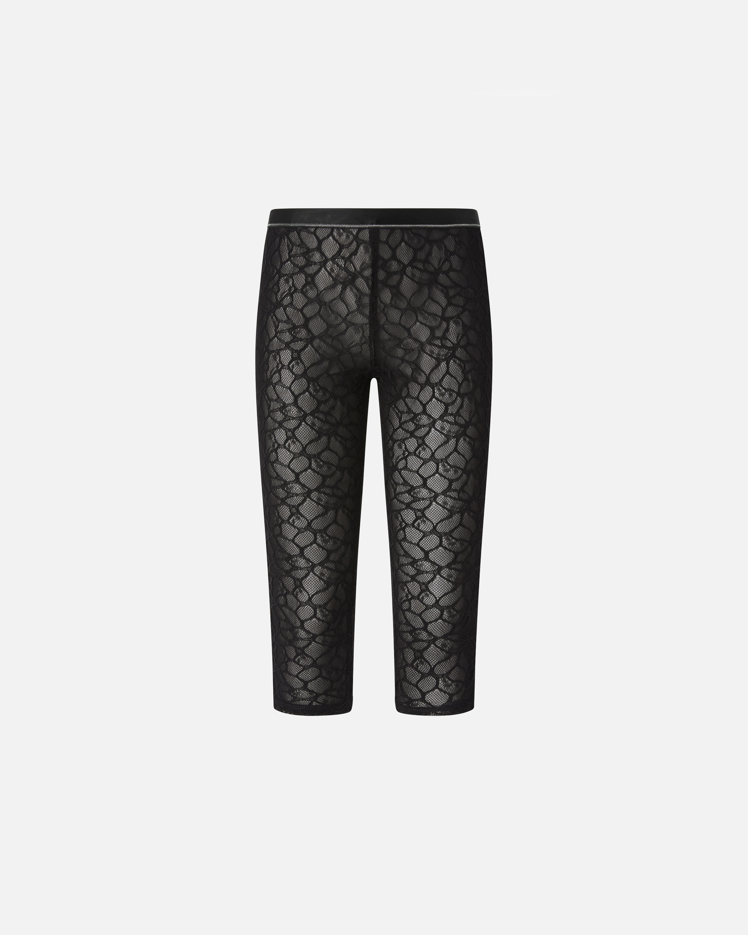 Pinko Knee-high Leggings In Stretch Lace In Limo Black