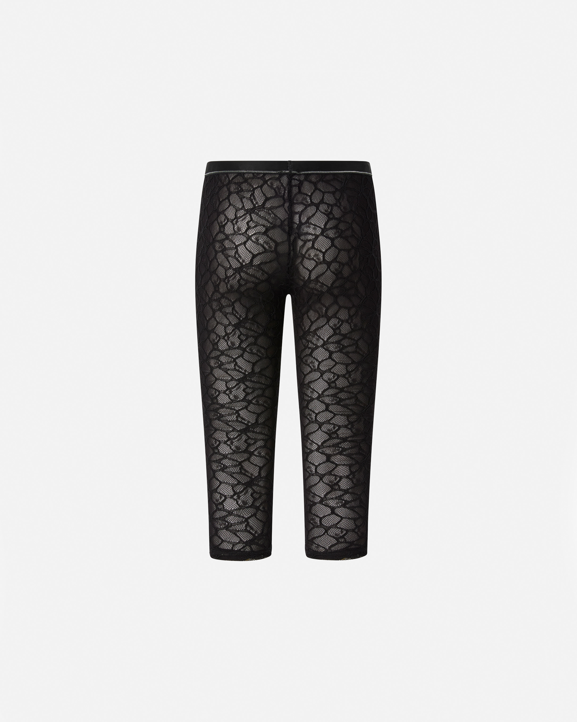 Pinko Knee-high Leggings In Stretch Lace In Limo Black