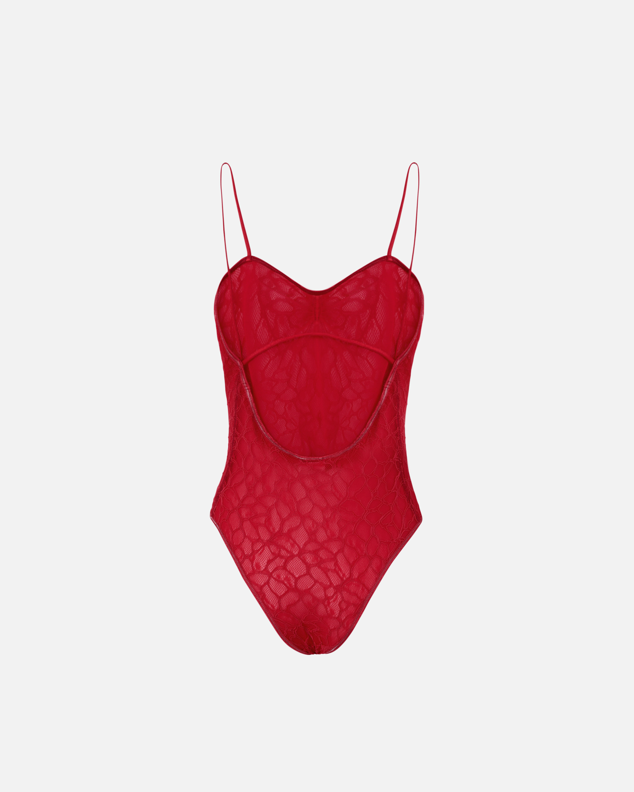Pinko Bodysuit With Thin Lace Straps In Salsa Red