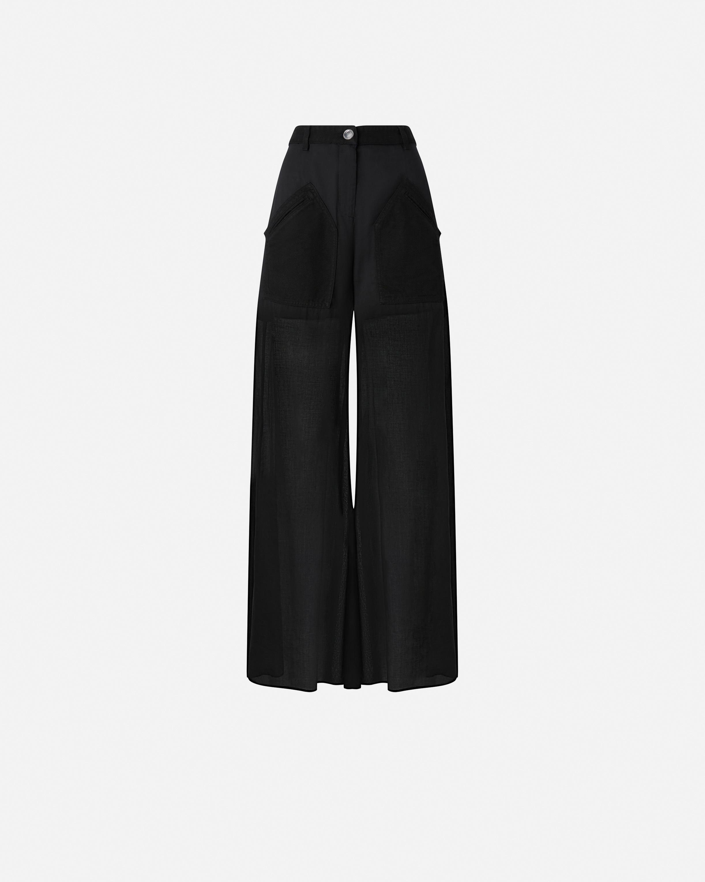 Pinko Cotton Palazzo Trousers With Pockets In Black