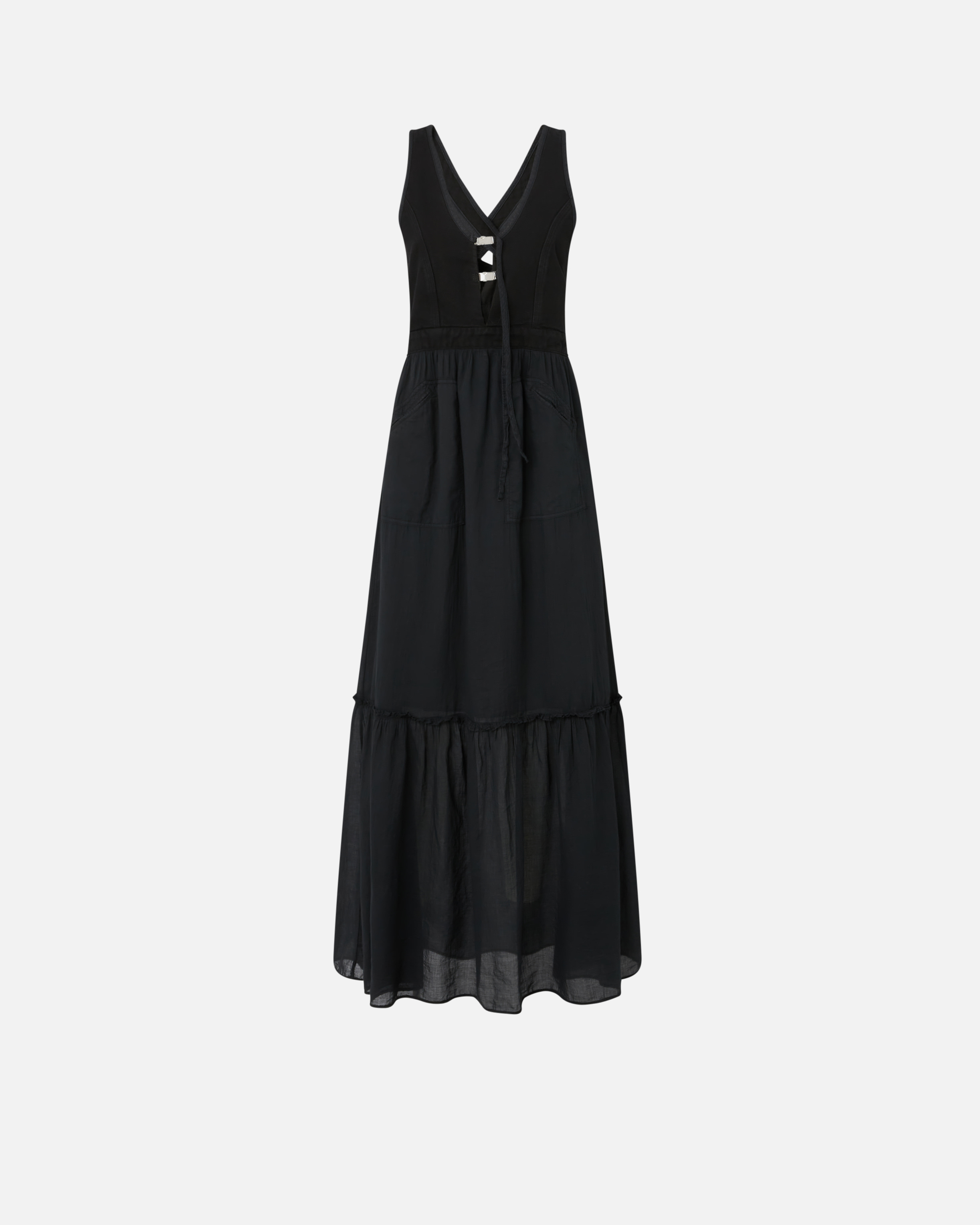 Pinko Long Sleeveless Cotton Dress With Neckline