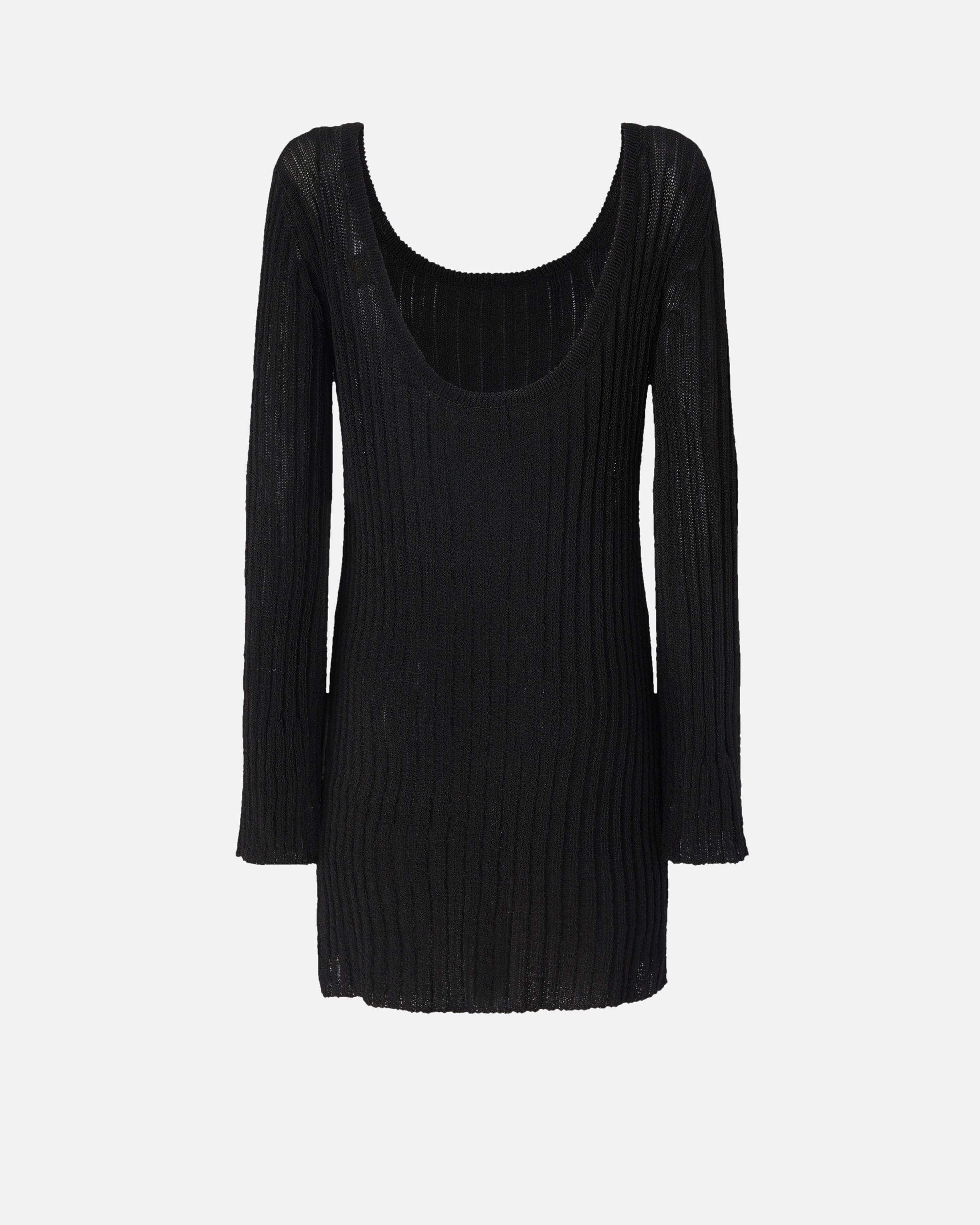 Pinko Round Neckline Knit Mini Dress In Limo Black