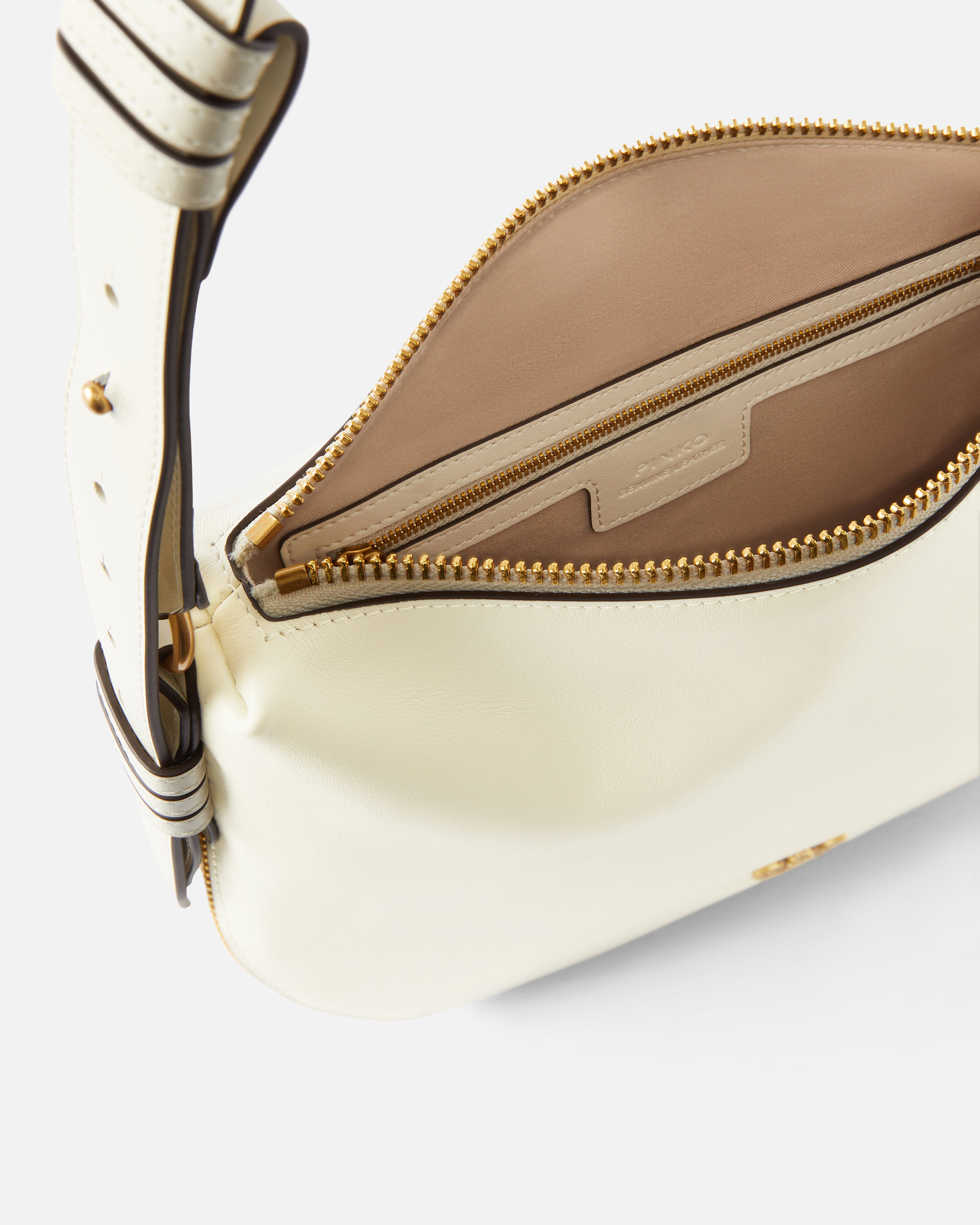 Pinko Small Leather Hobo Shoulder Bag With Zip In Multi