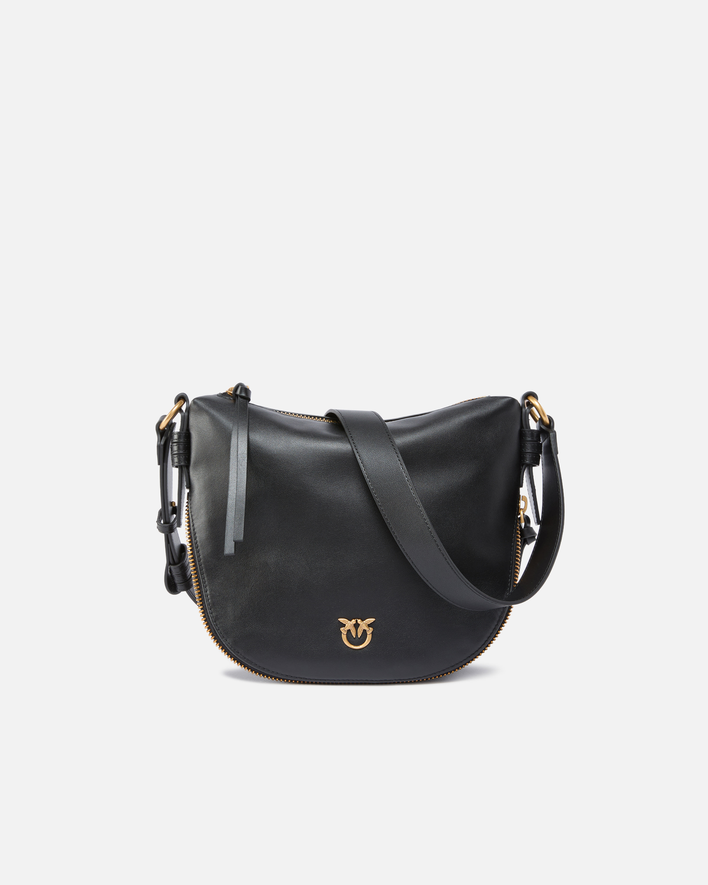 Pinko Small Leather Hobo Shoulder Bag With Zip In Multi