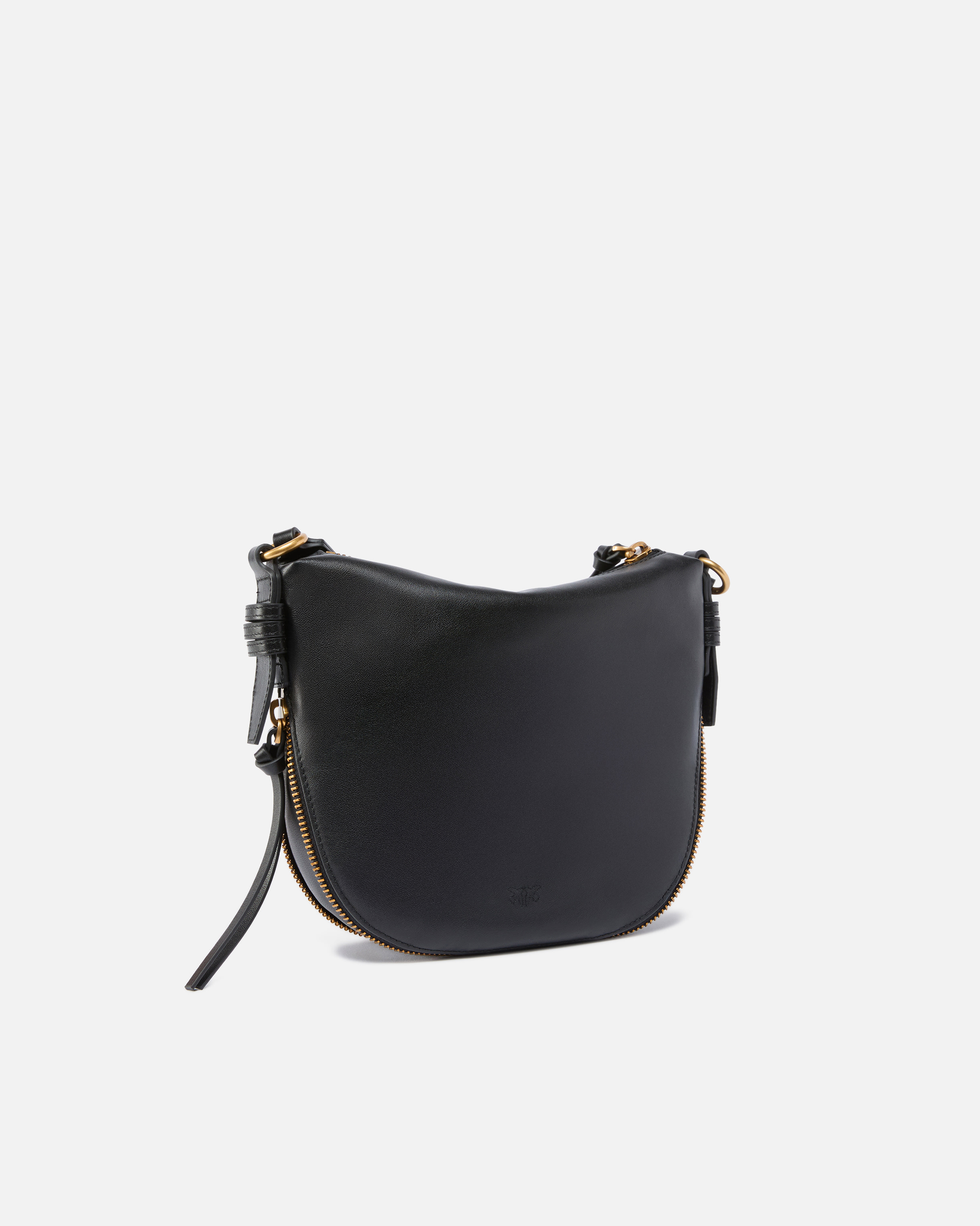 Pinko Small Leather Hobo Shoulder Bag With Zip In Multi