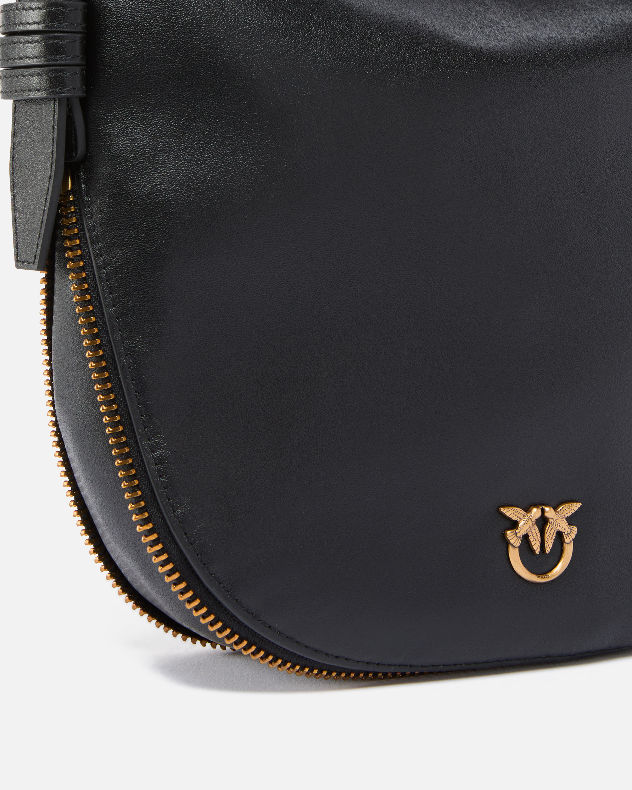 Pinko Small Leather Hobo Shoulder Bag With Zip In Multi