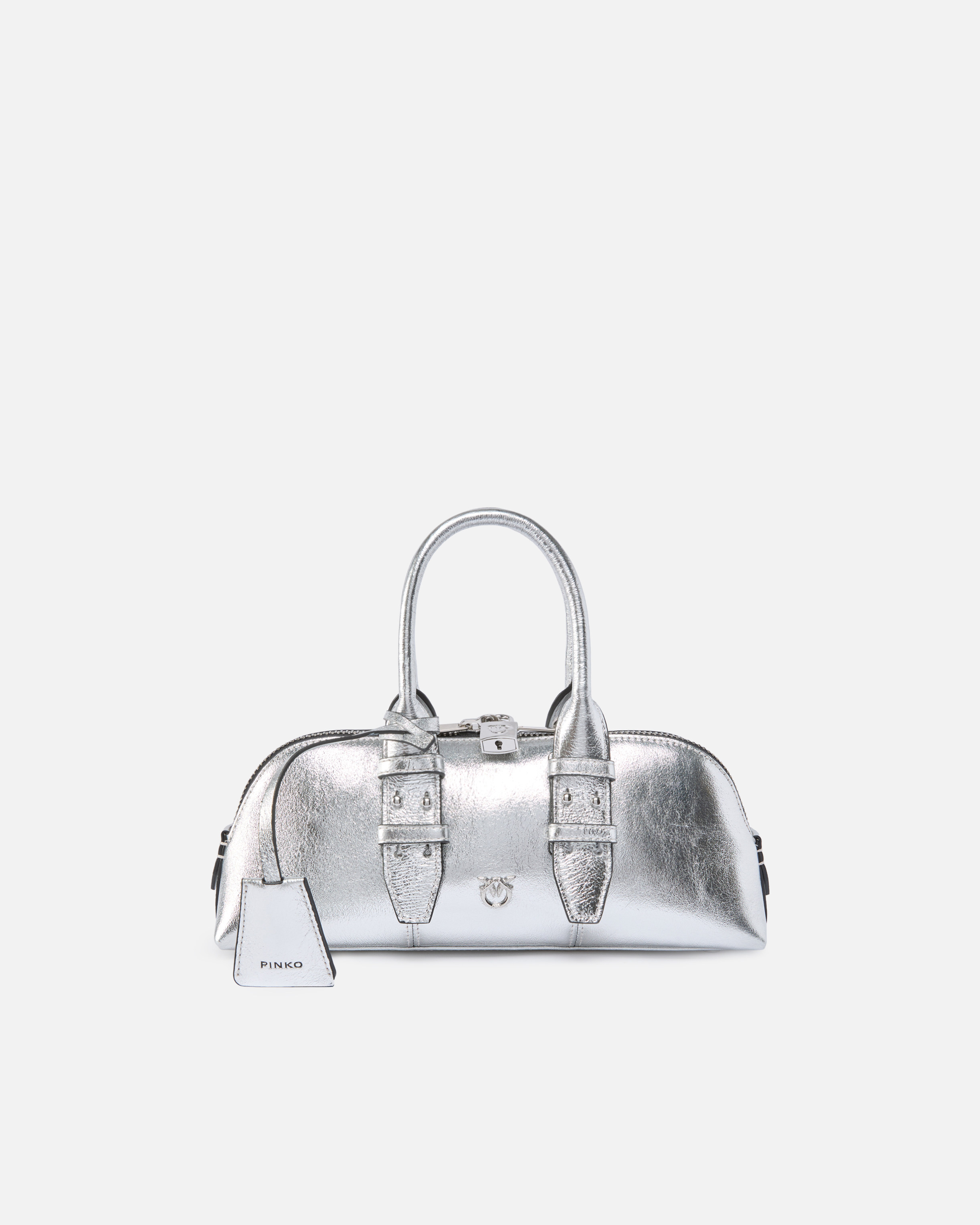 Leather Mini Escape Bag bowling bag - Silver - large | Pinko 