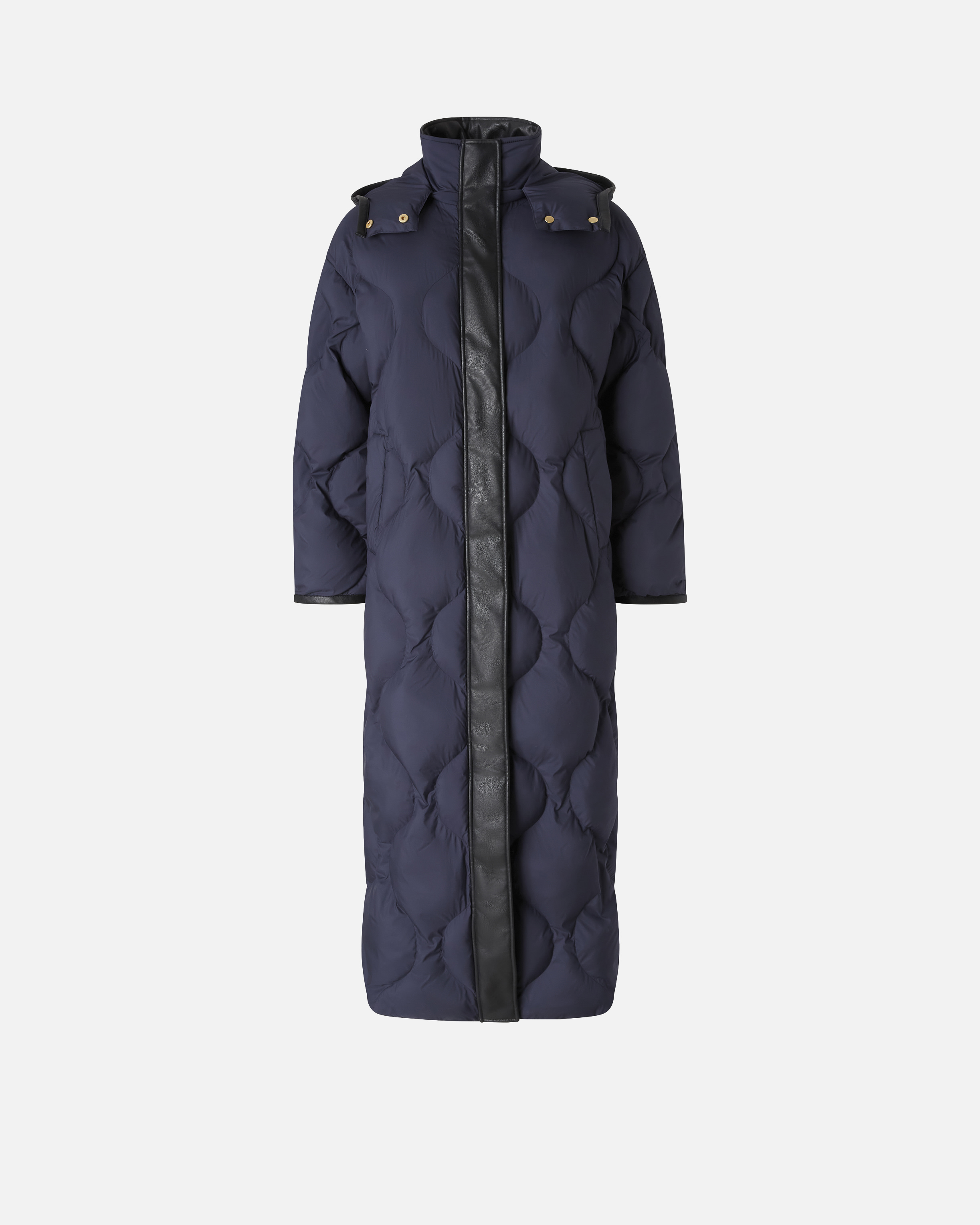 Pinko Long Quilted Coat In Blue
