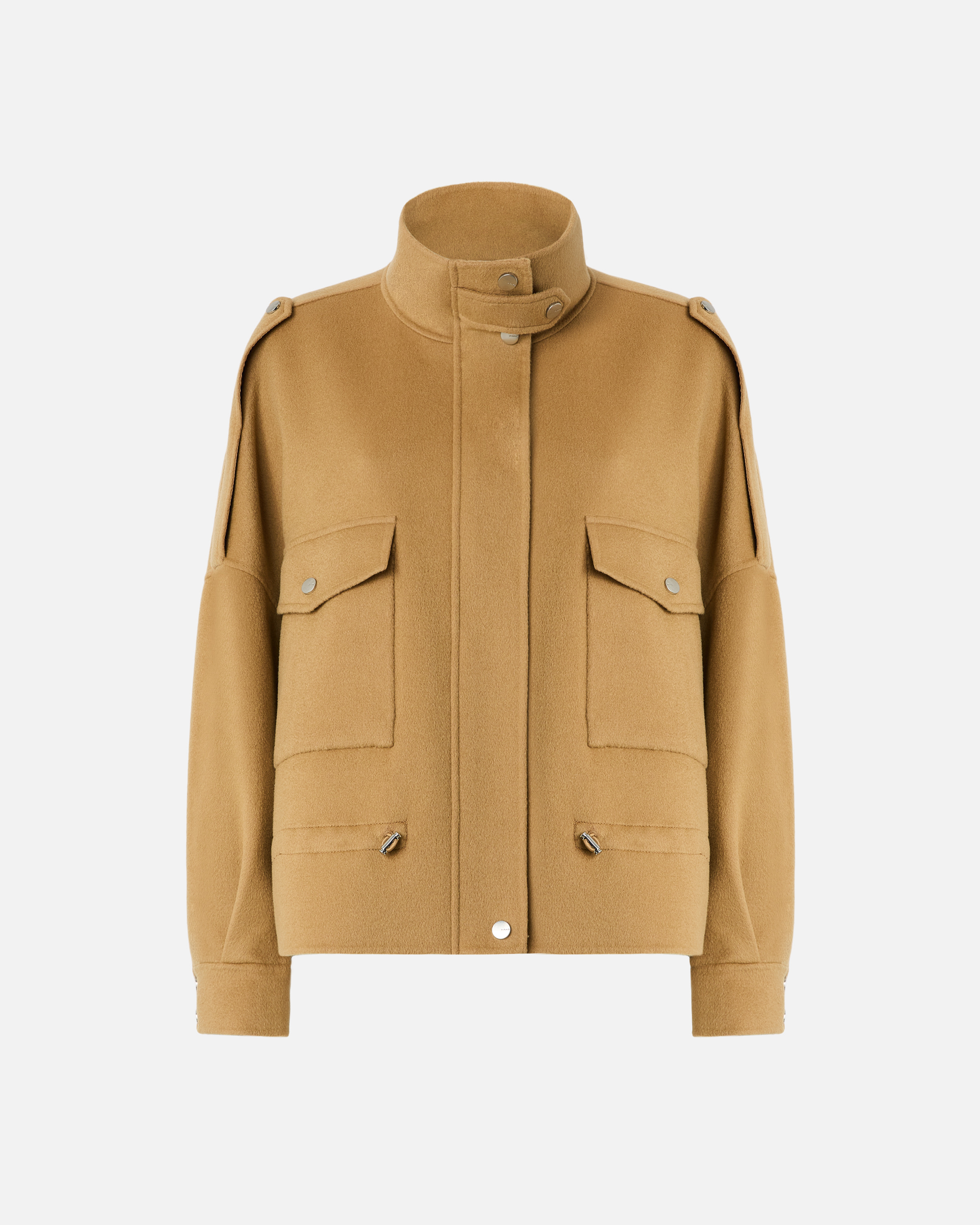 Gabán de paño doble con cuello alto - Beige - large | Pinko 