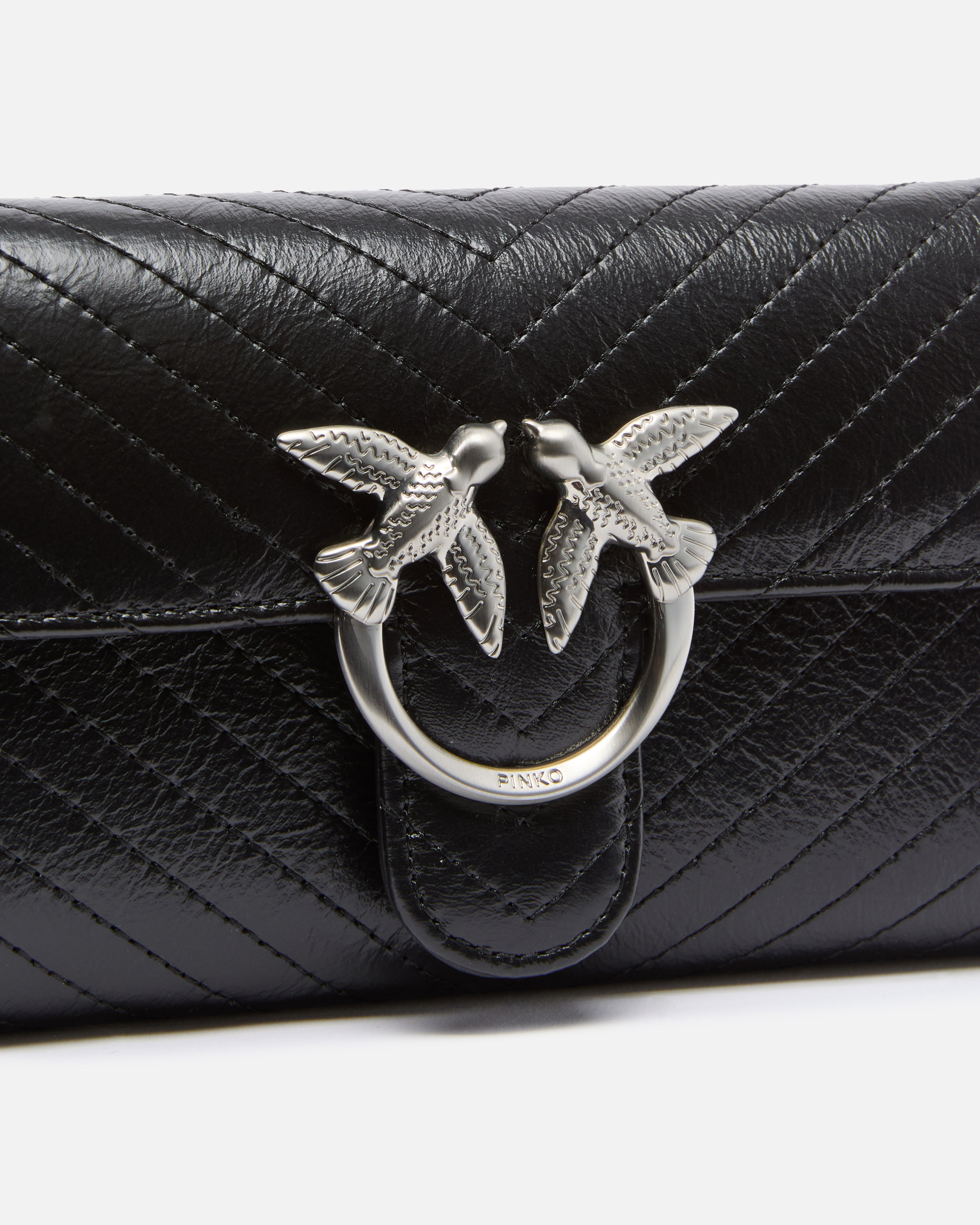 Pinko Love Bag One Small Crossbody Bag In Leather In Black