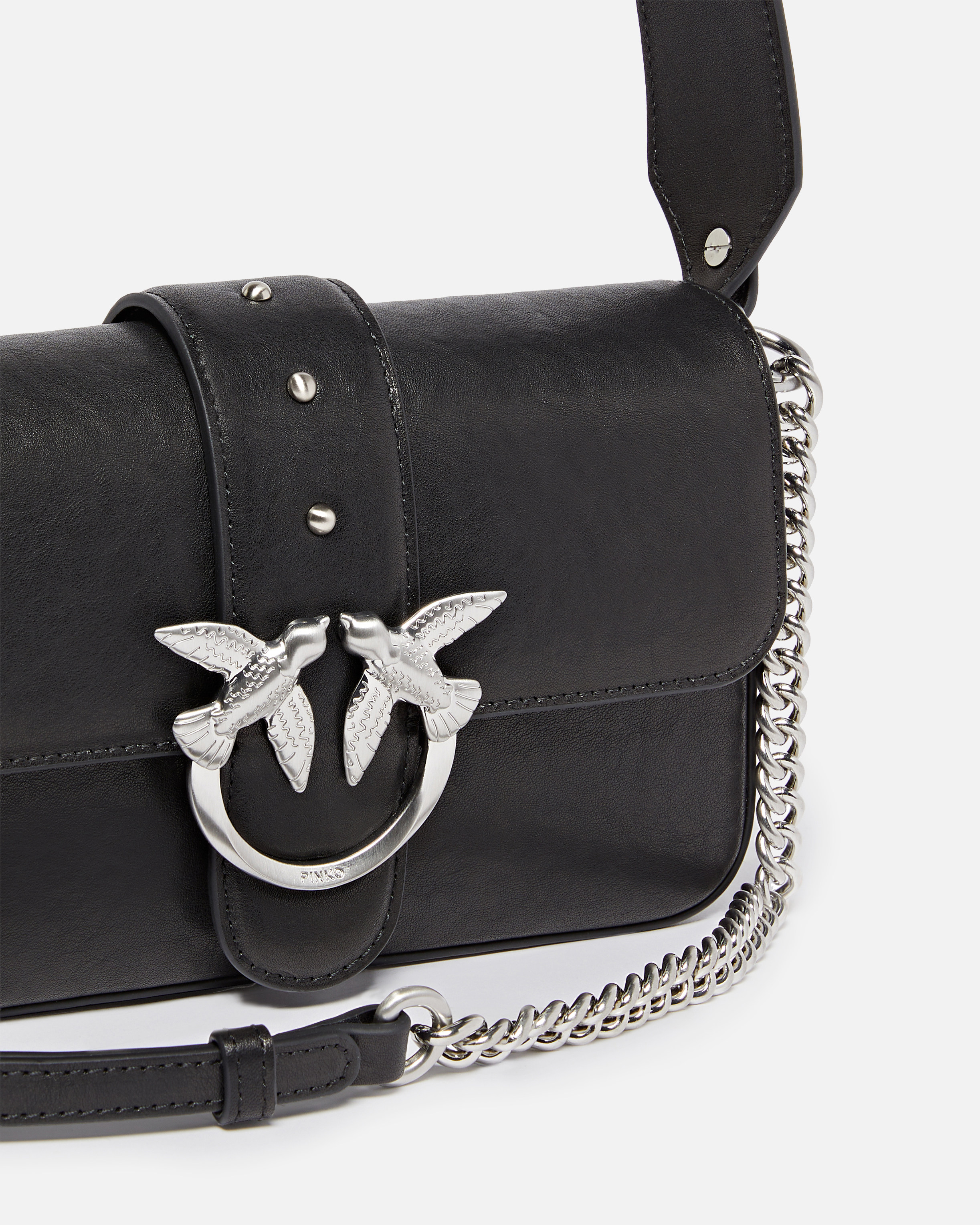 Pinko Mini Love Bag Slouchy Shoulder Bag In Biker Leather In Animal Print