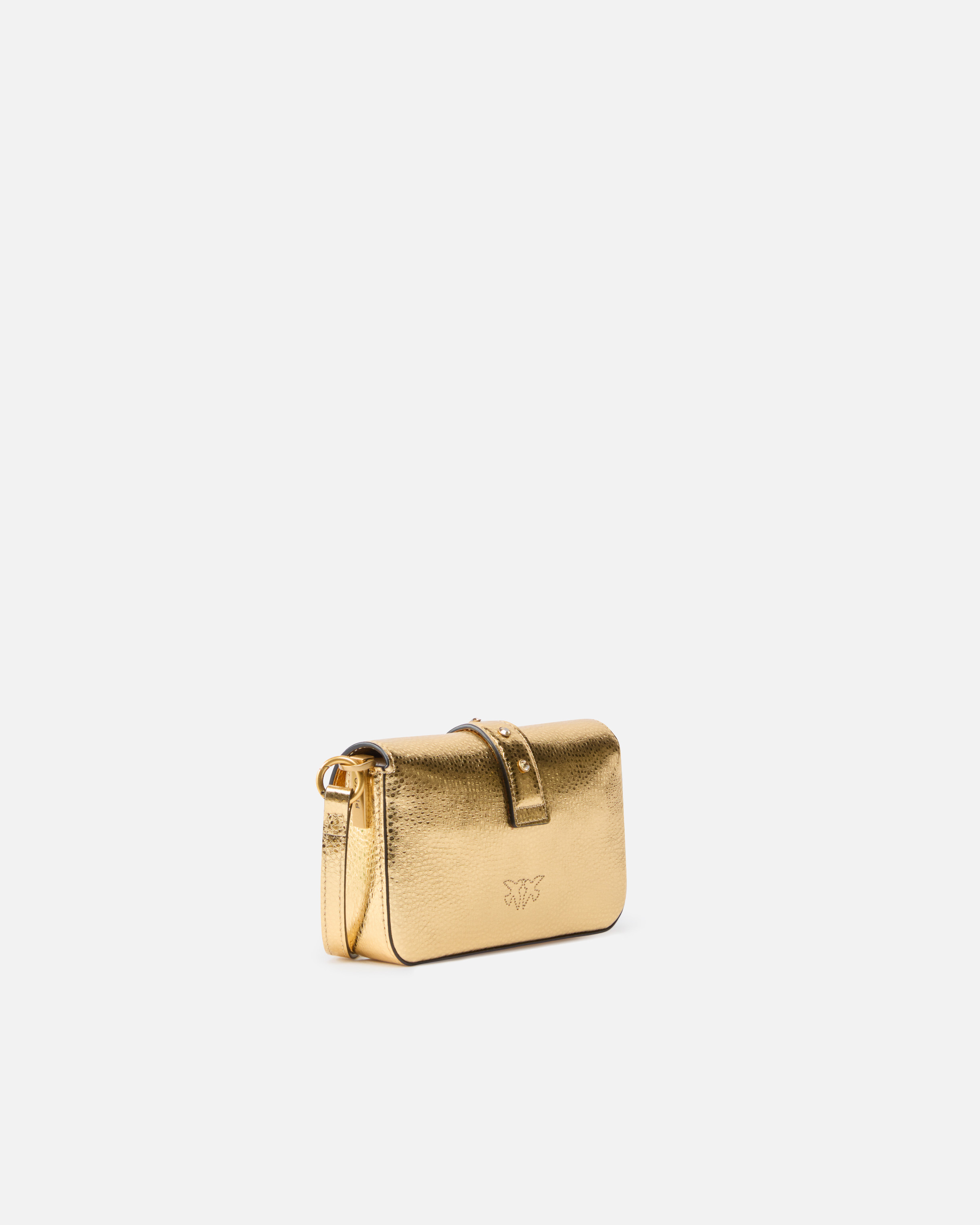 Pinko Baby Shoulder Bag In Tumbled Laminated Leather In Brown