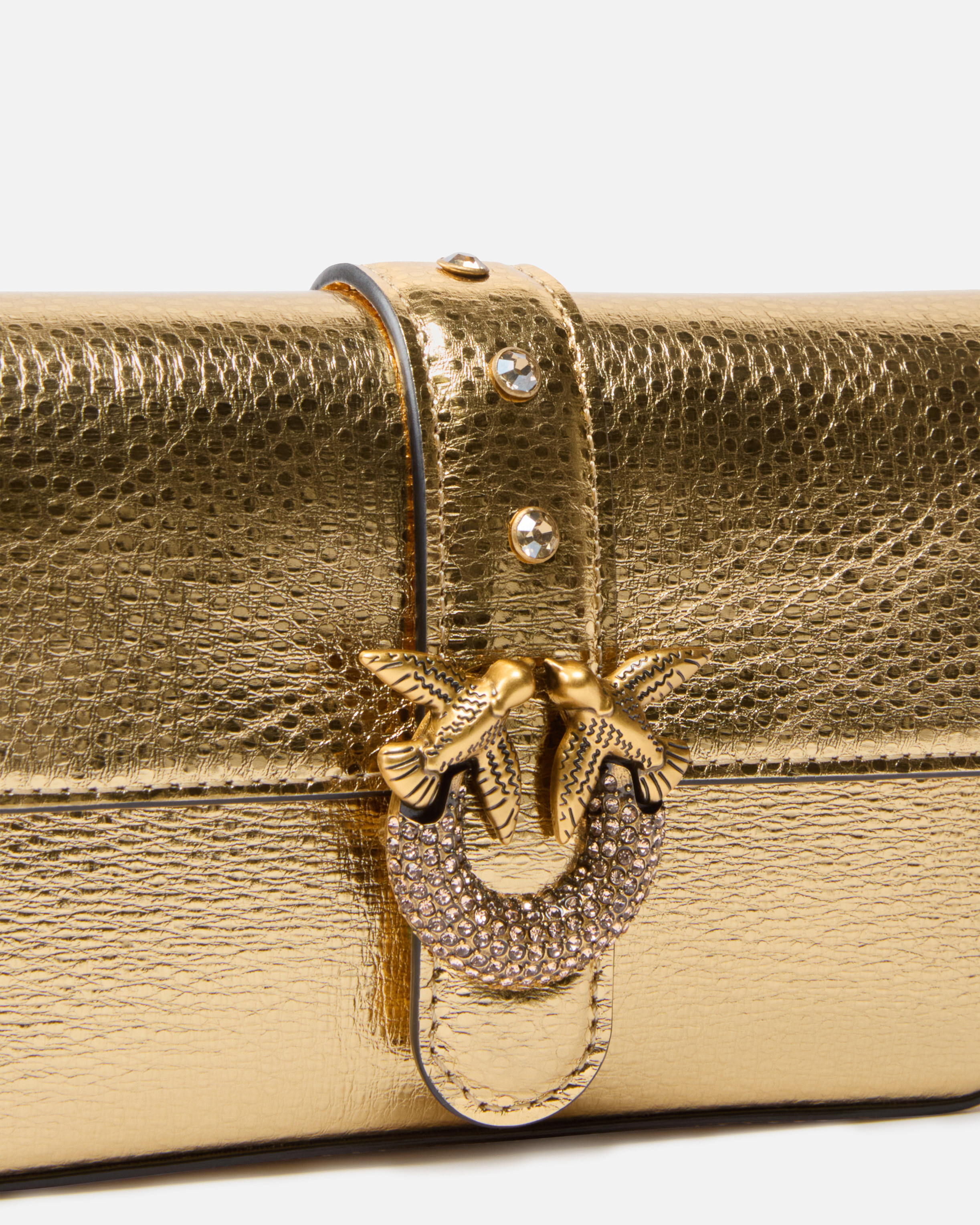 Pinko Baby Shoulder Bag In Tumbled Laminated Leather In Brown